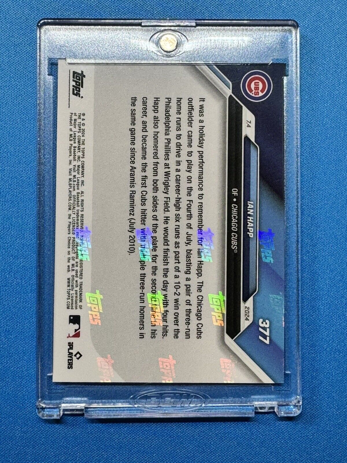 Ian Happ - Happ-Y 4th! Cubs 2024 MLB Topps Now Blue Card #377 SP 06/49 Cubs