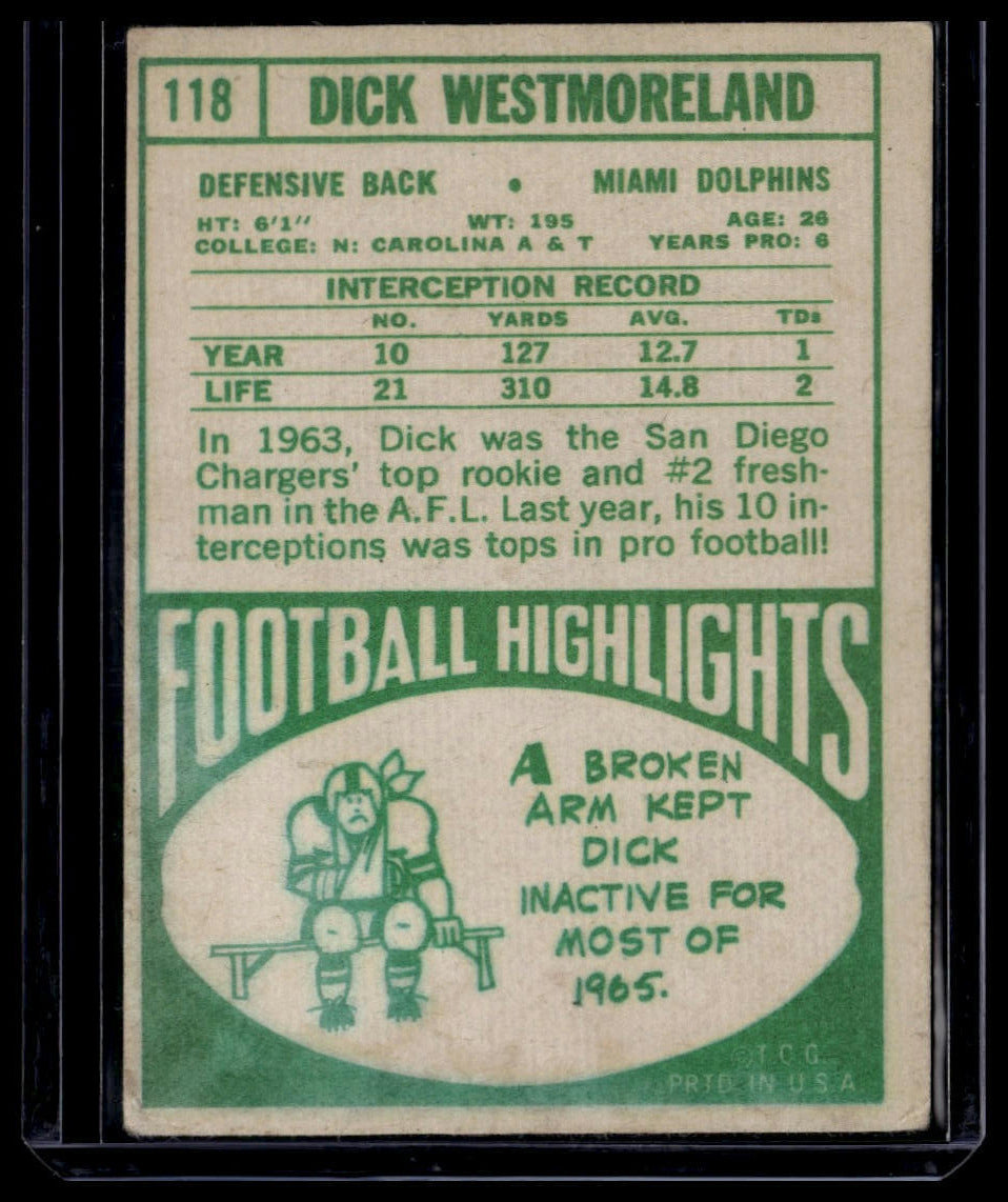 1968 Topps #118 Dick Westmoreland