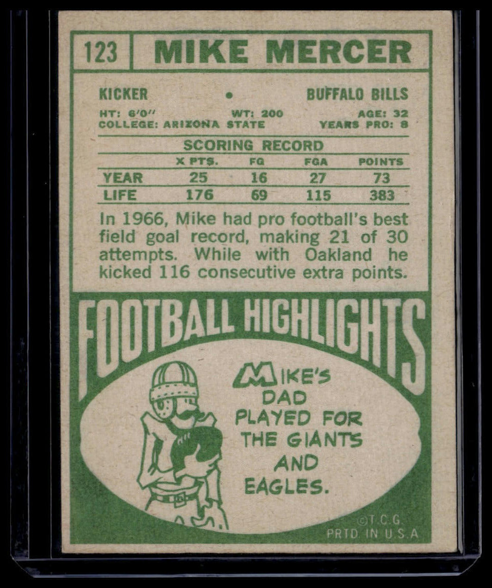 1968 Topps #123 Mike Mercer