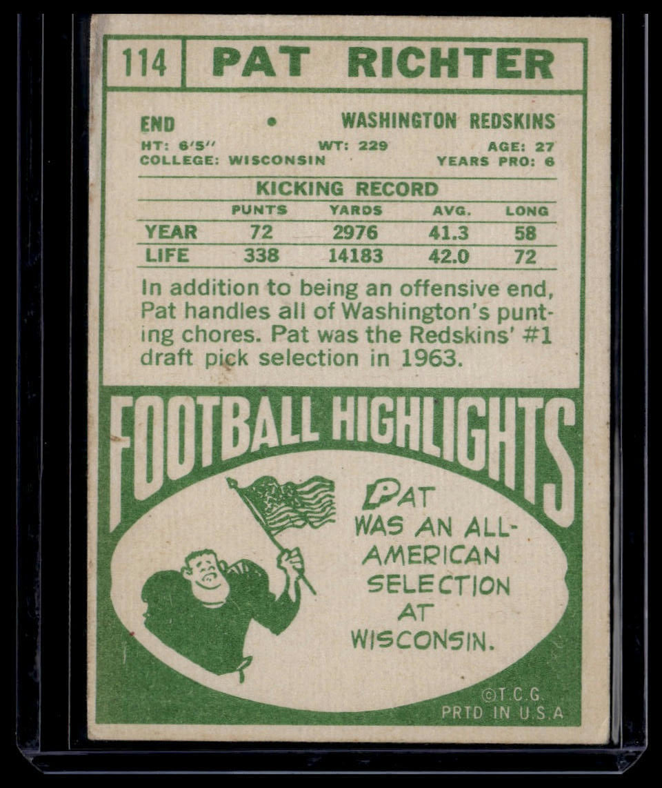1968 Topps #114 Pat Richter