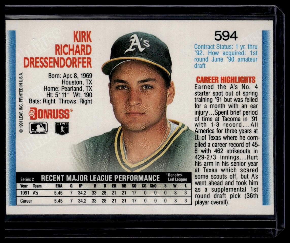 1992 Donruss #594 Kirk Dressendorfer