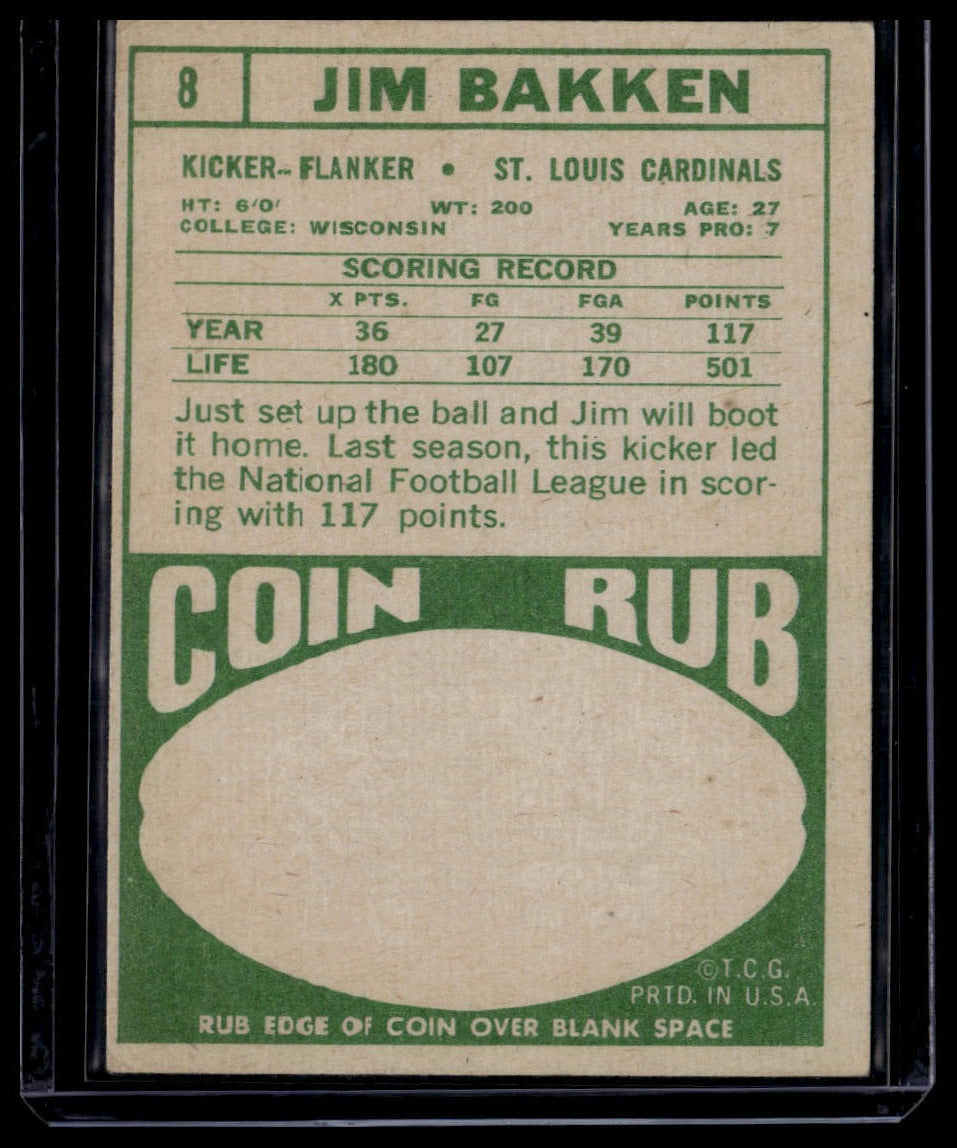 1968 Topps #8 Jim Bakken