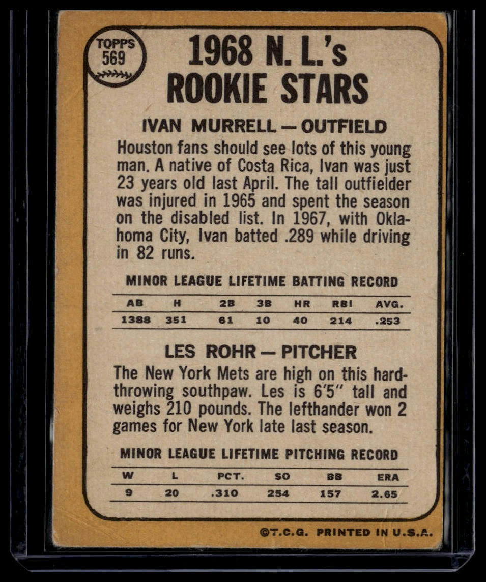1968 Topps #569 National League 1968 Rookie Stars (Ivan Murrell / Les Rohr) None