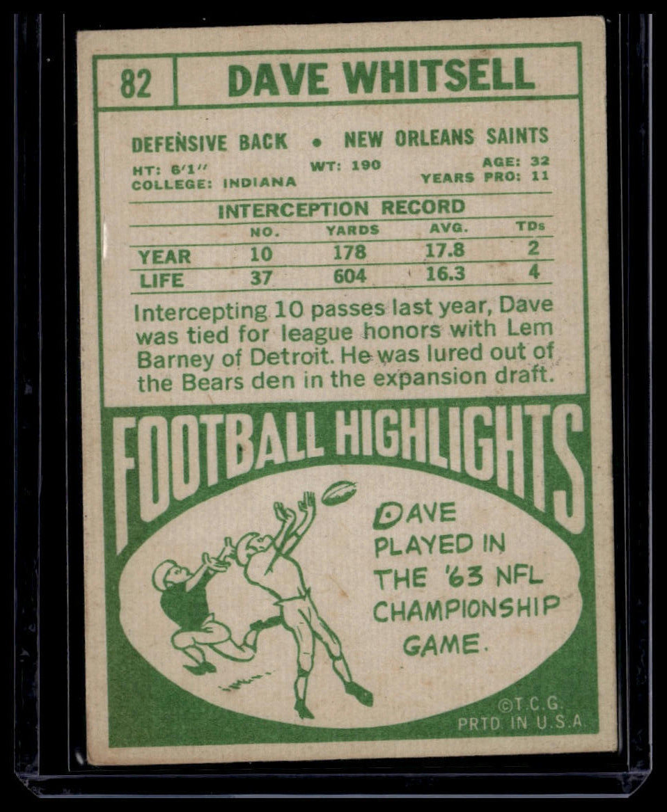 1968 Topps #82 Dave Whitsell