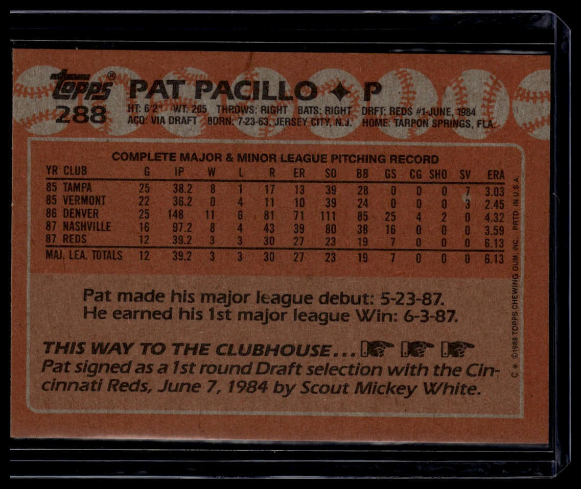 1988 Topps #288 Pat Pacillo