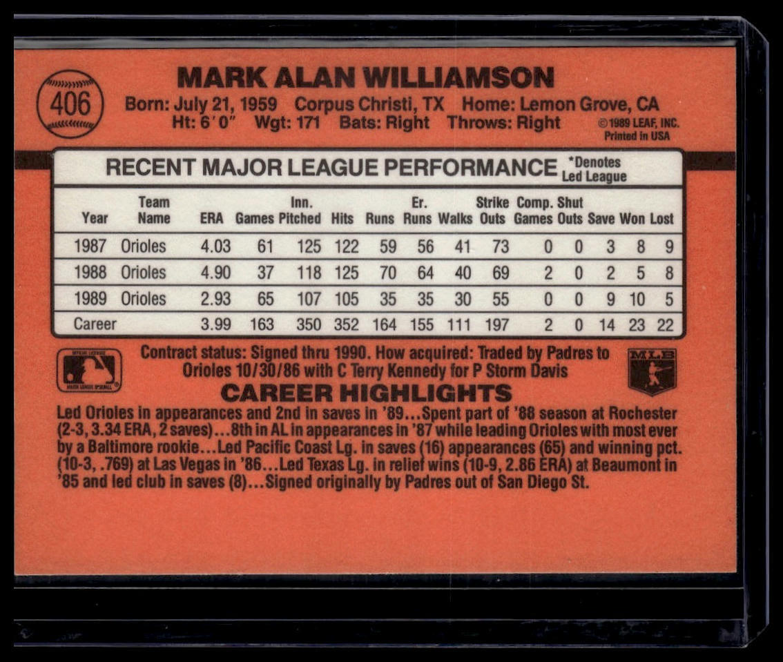 1990 Donruss #406c Mark Williamson