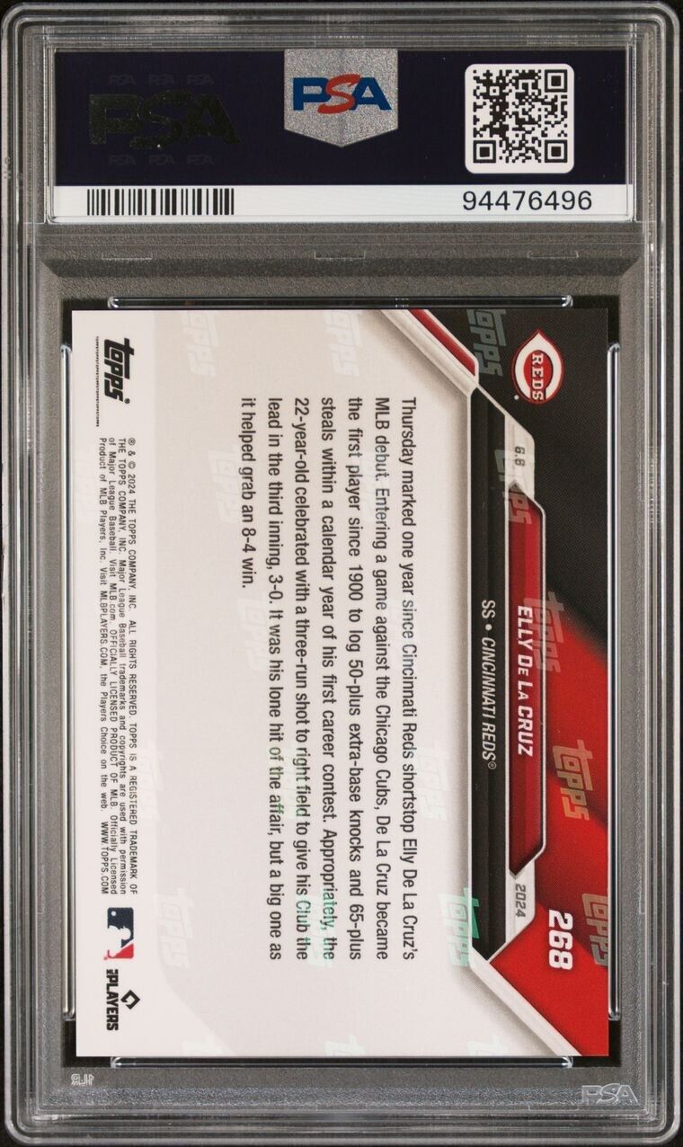 Elly De La Cruz 2024 Topps Now MLB Rookie Card 268 RC PSA GEM MINT 10 POP 30