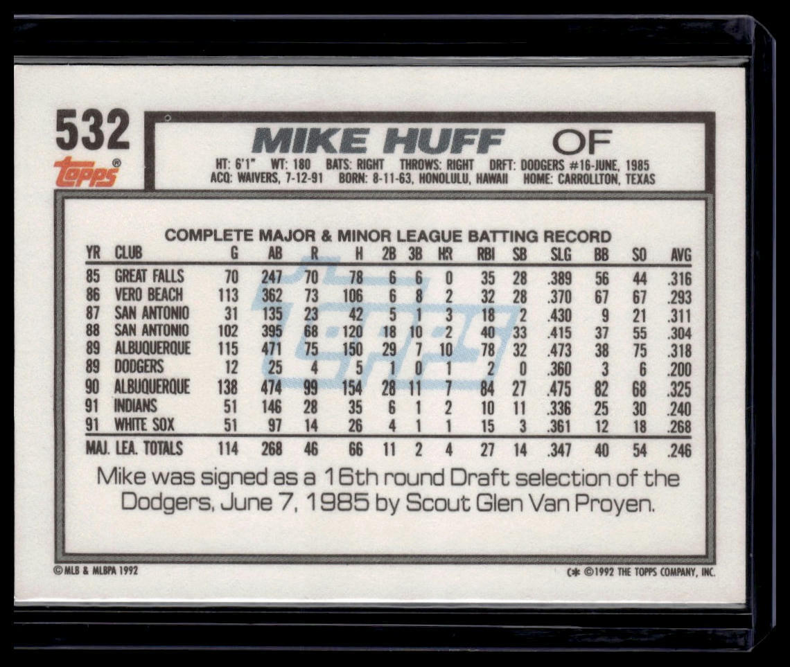 1992 Topps #532 Mike Huff Gold