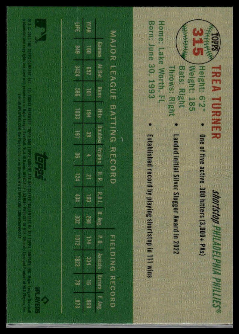 2023 Topps Chrome Platinum Anniversary #315 Trea Turner
