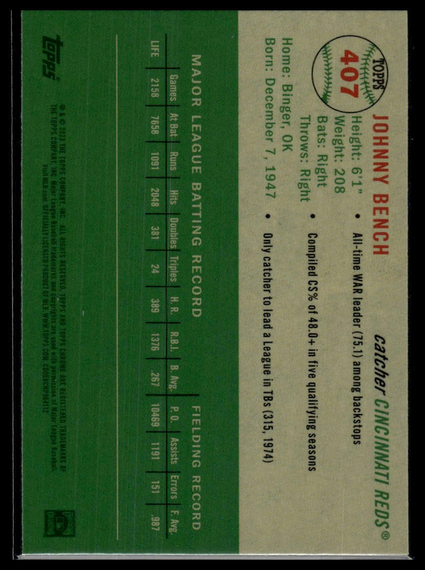 2023 Topps Chrome Platinum Anniversary #407 Johnny Bench