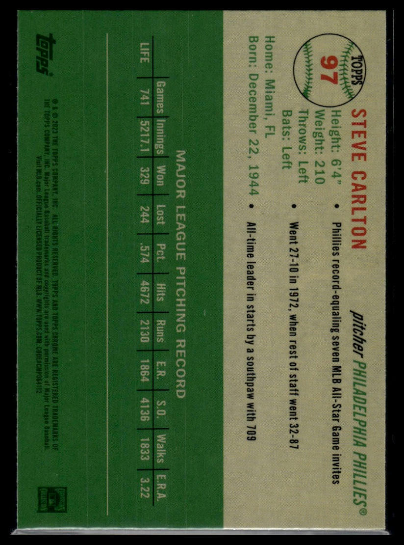 2023 Topps Chrome Platinum Anniversary #97 Steve Carlton