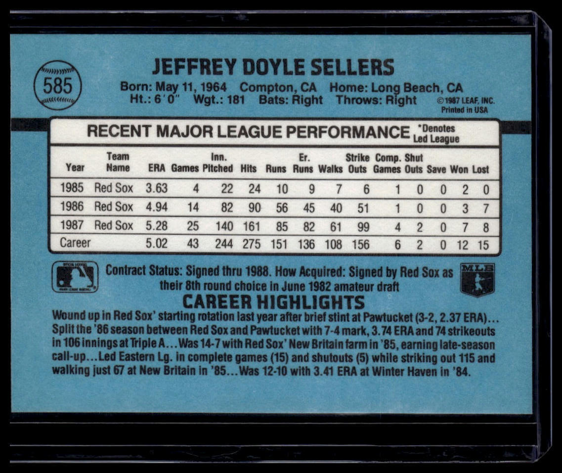 1988 Donruss #585 Jeff Sellers