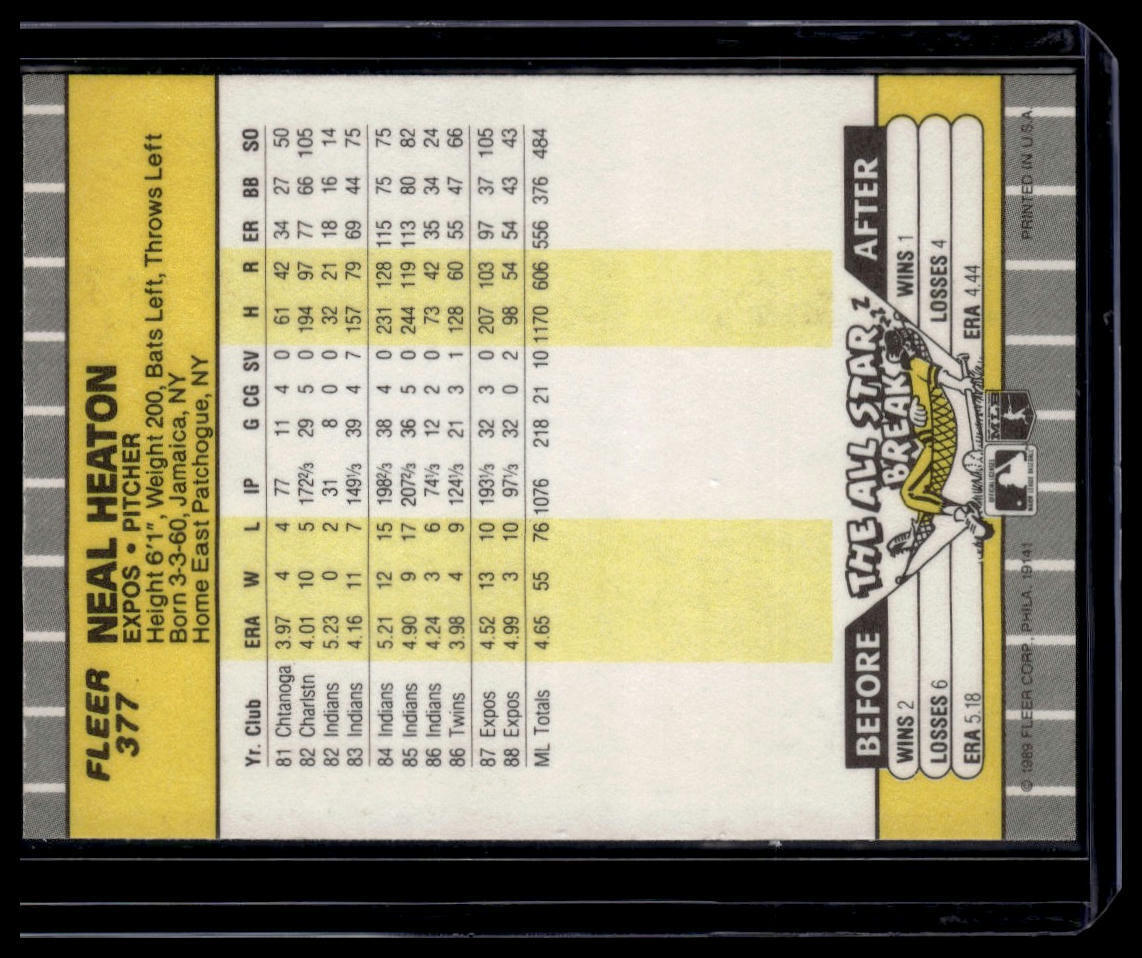 1989 Fleer #377 Neal Heaton