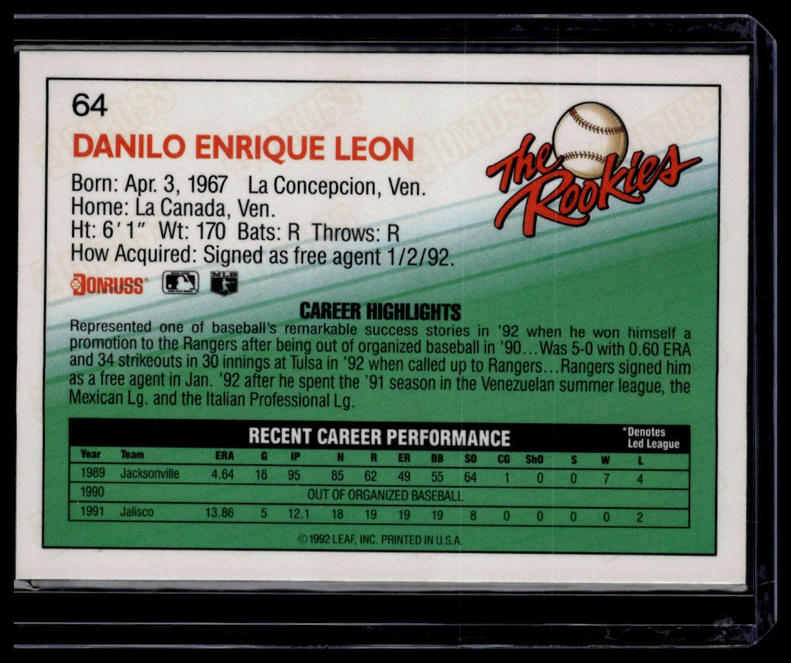 1992 Donruss The Rookies #64 Danny Leon