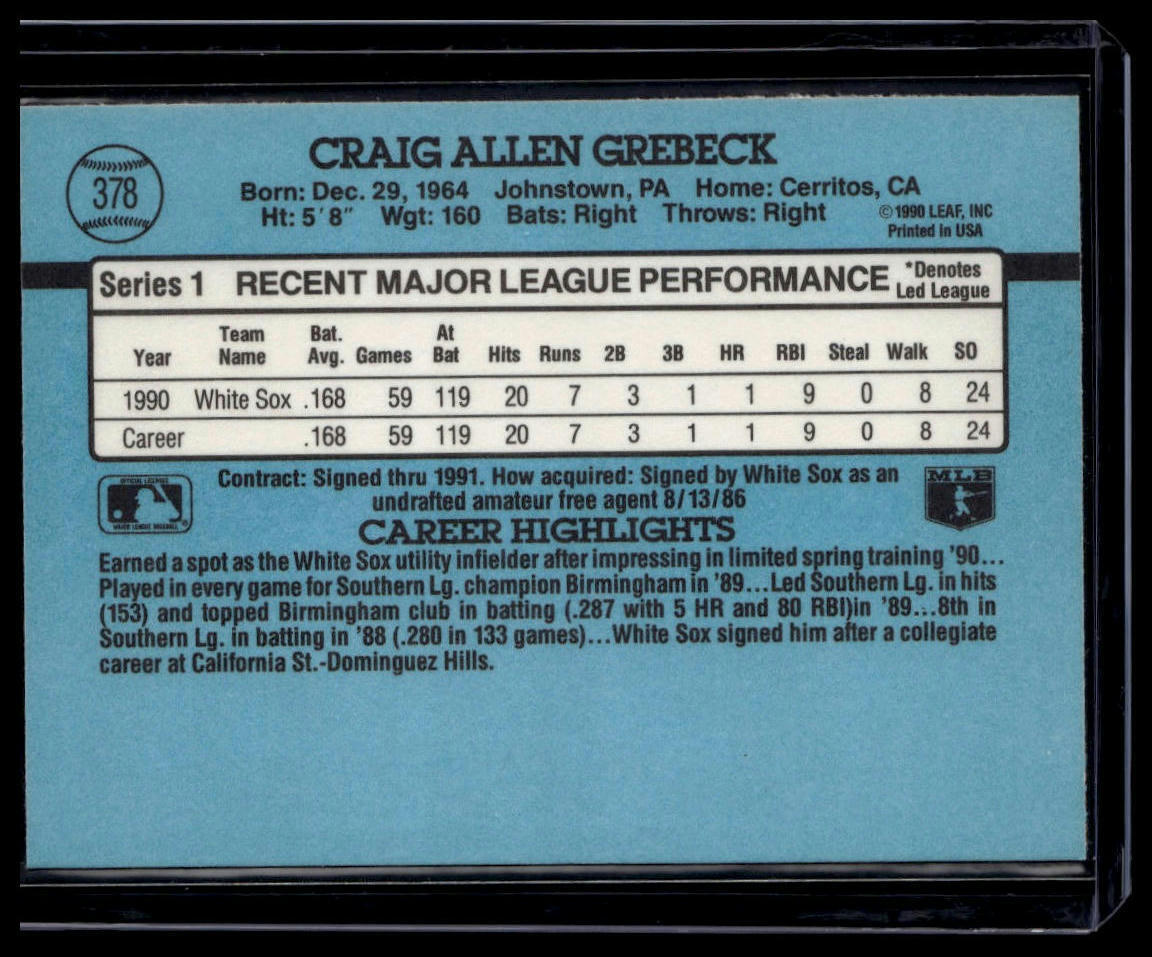 1991 Donruss #378c Craig Grebeck