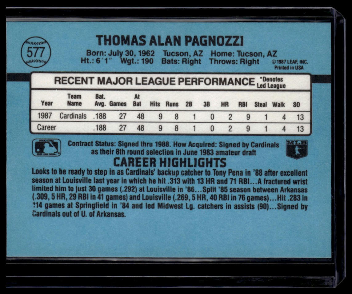 1988 Donruss #577b Tom Pagnozzi