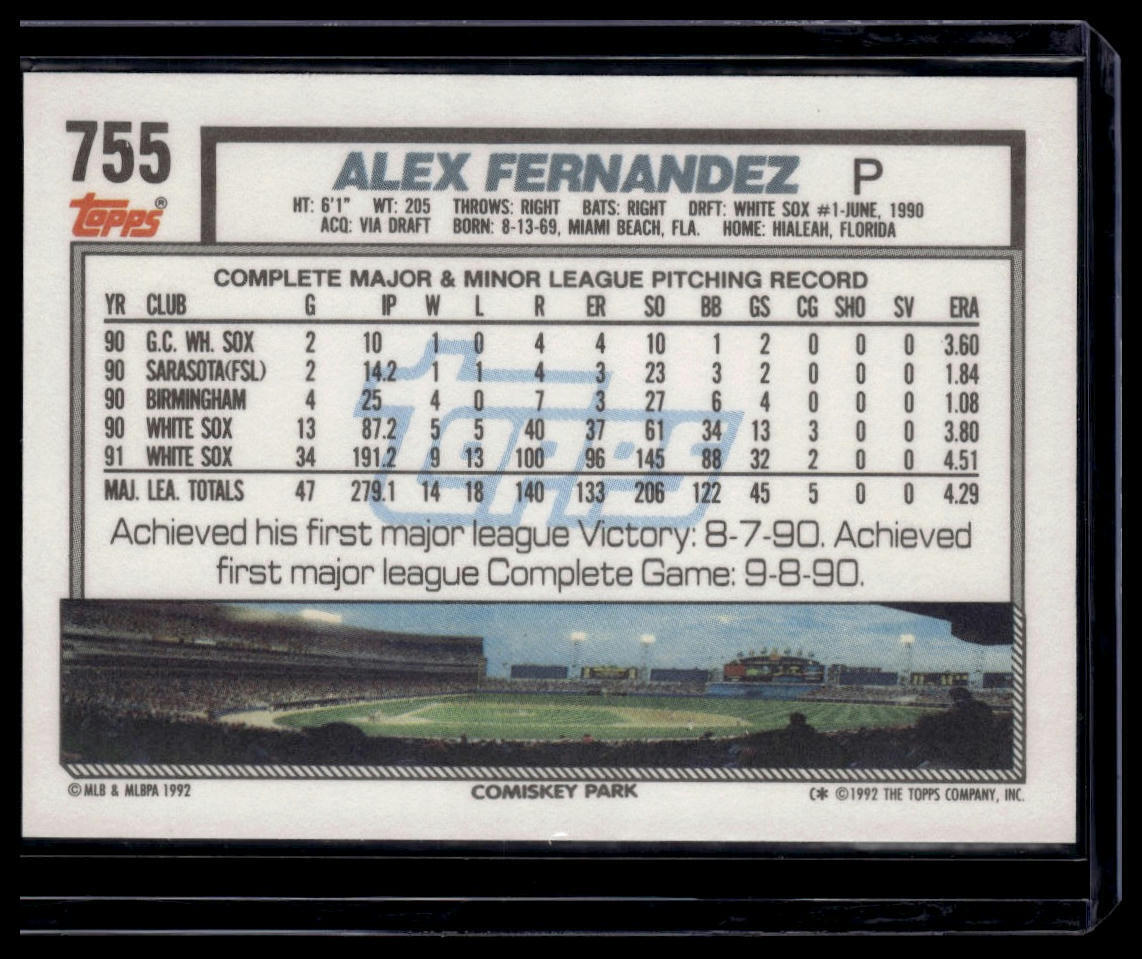 1992 Topps #755 Alex Fernandez Gold