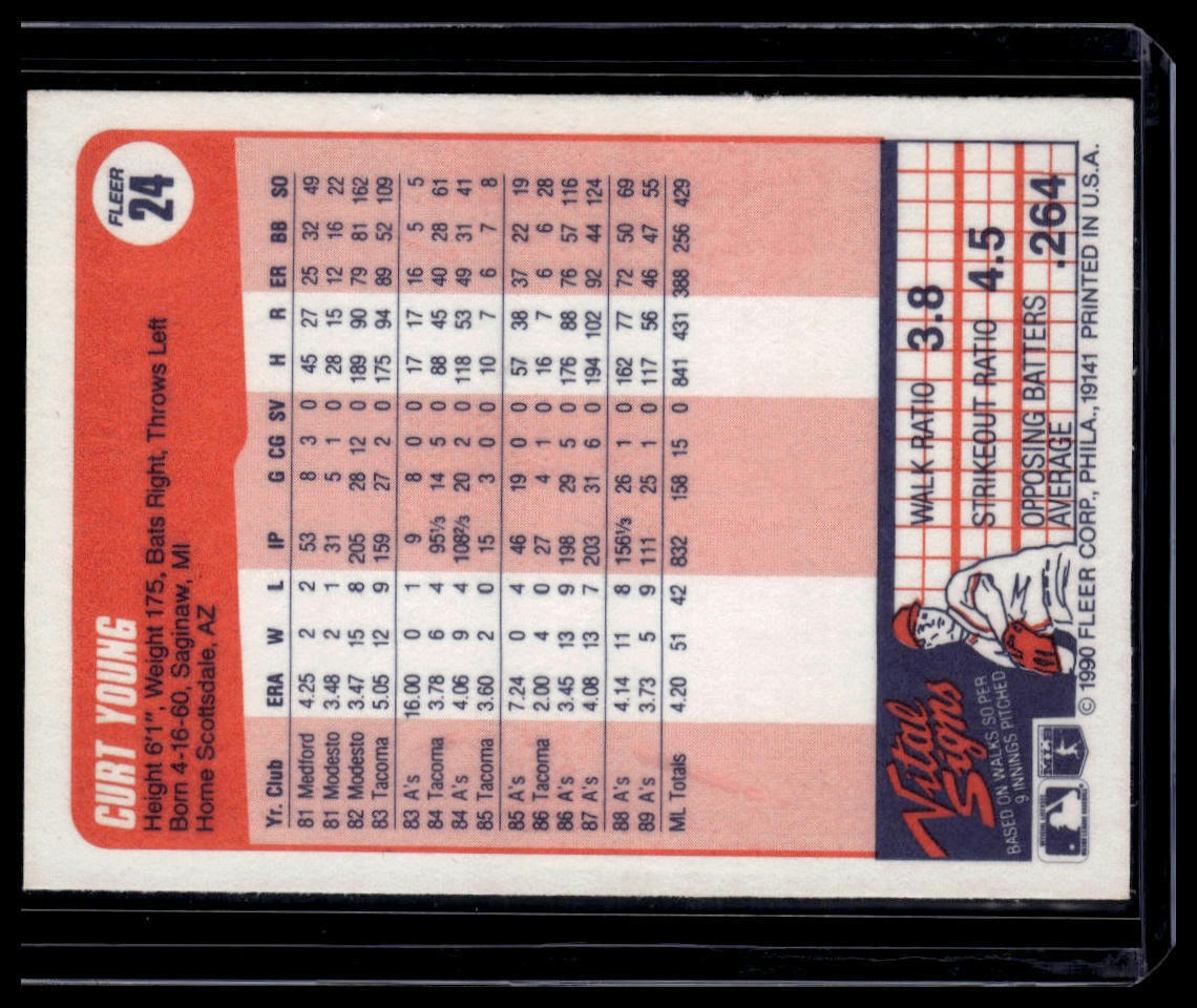 1990 Fleer #24a Curt Young