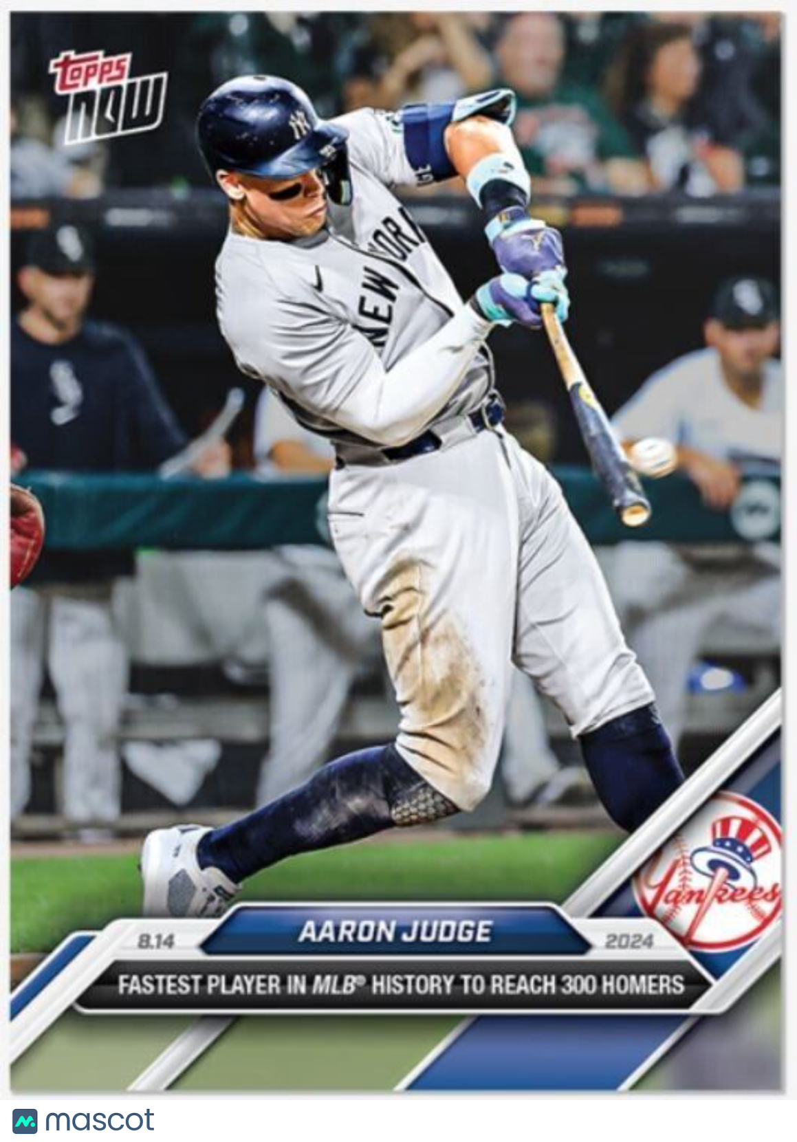 Aaron Judge Fastest To 300 HRs 2024 MLB TOPPS NOW Card #555 Yakees