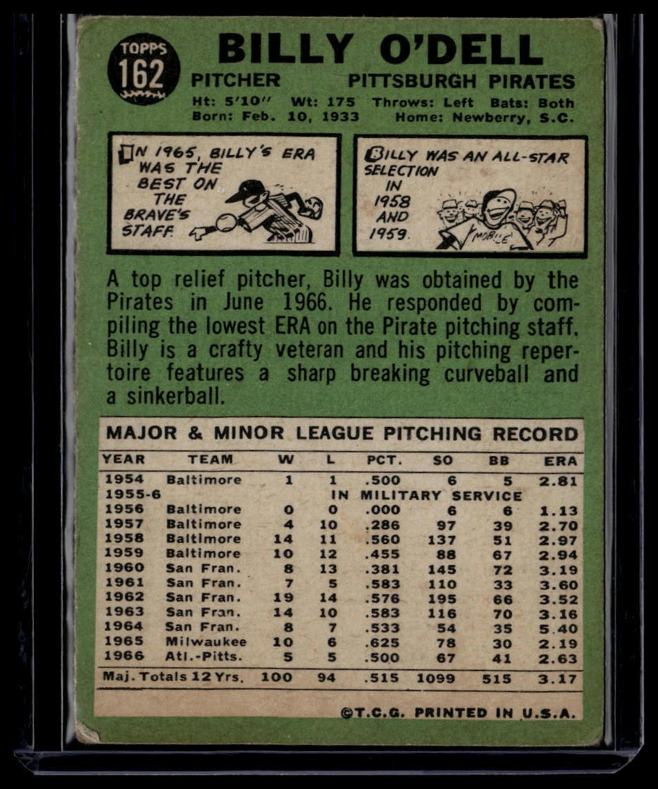 1967 Topps #162 Billy O'Dell None