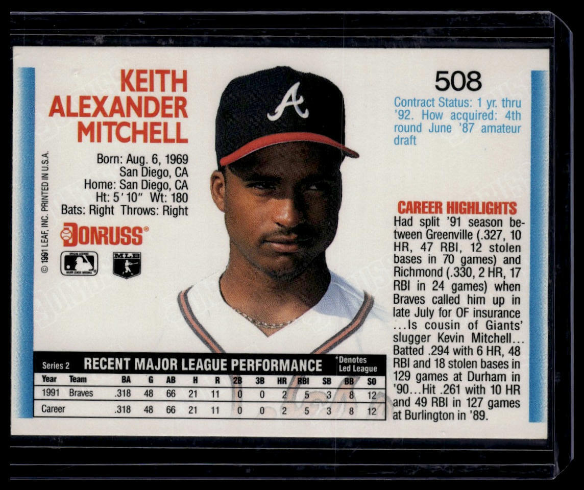 1992 Donruss #508 Keith Mitchell