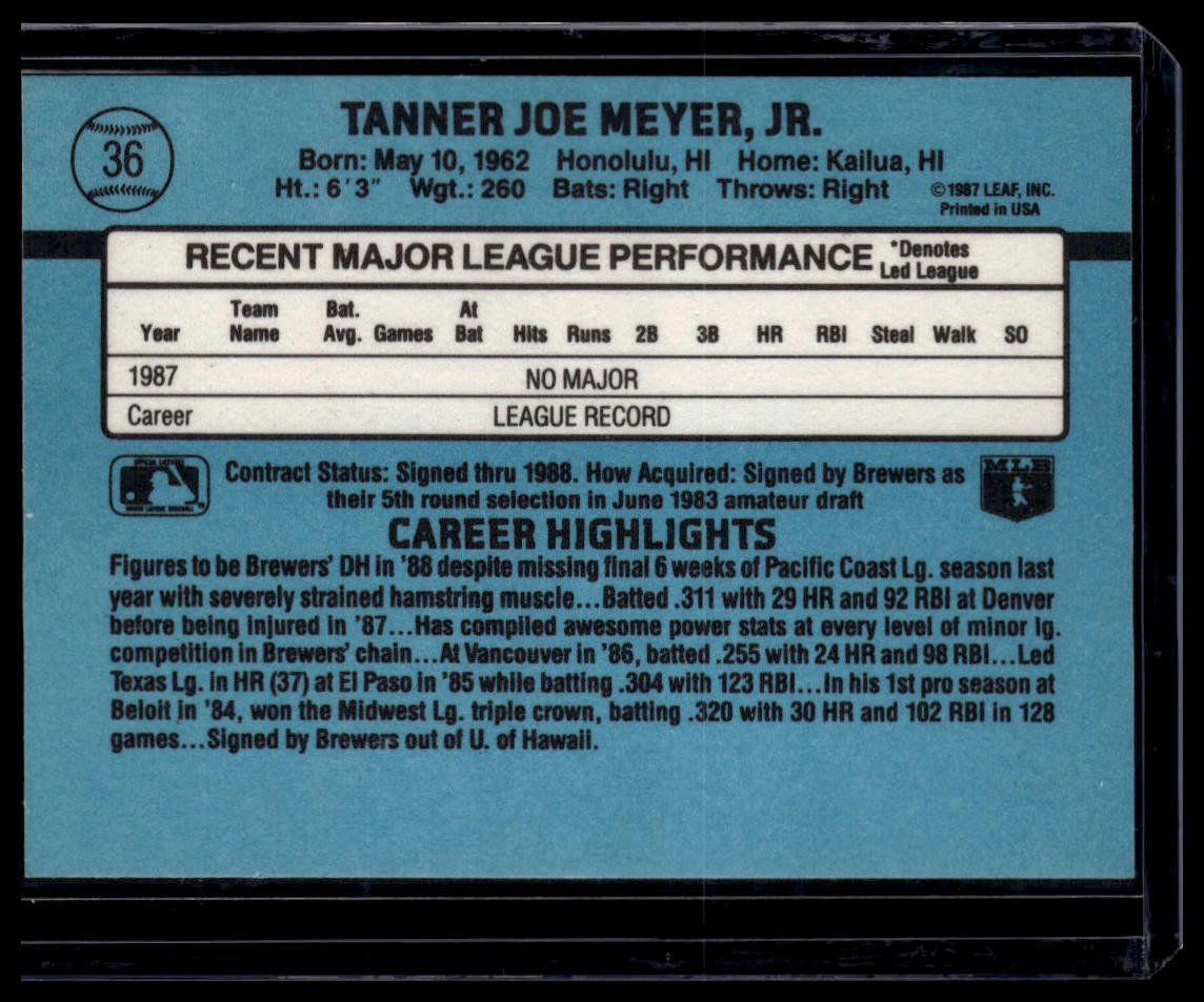 1988 Donruss #36 Joey Meyer
