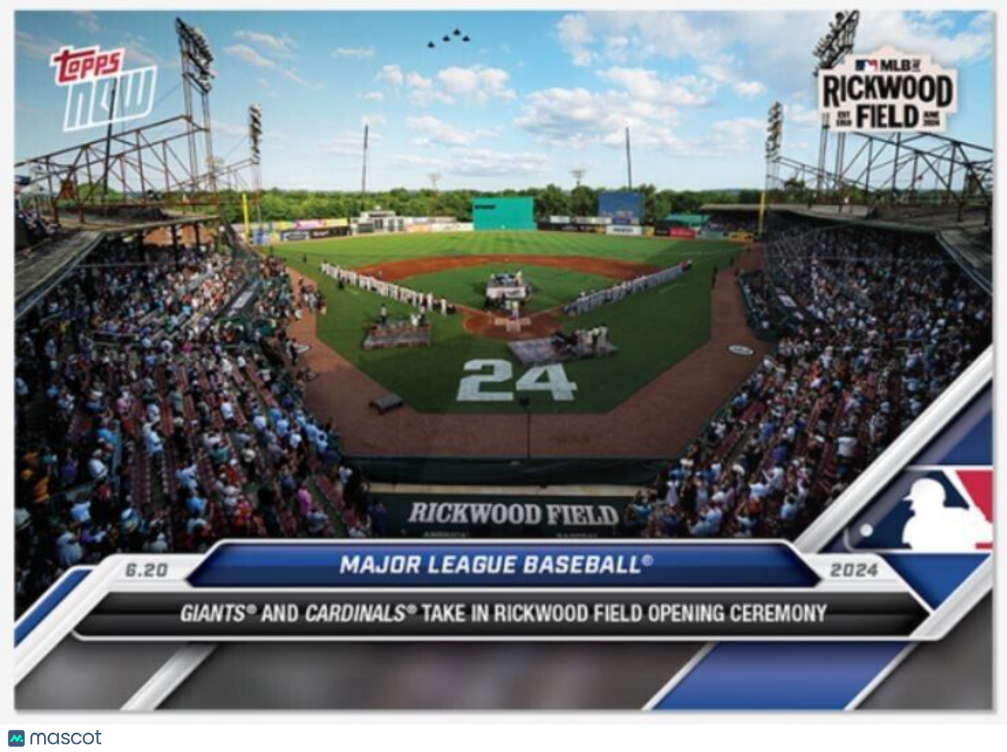 2024 Topps Now Card #320 Rickwood Field Giants Cardinals Opening Ceremony