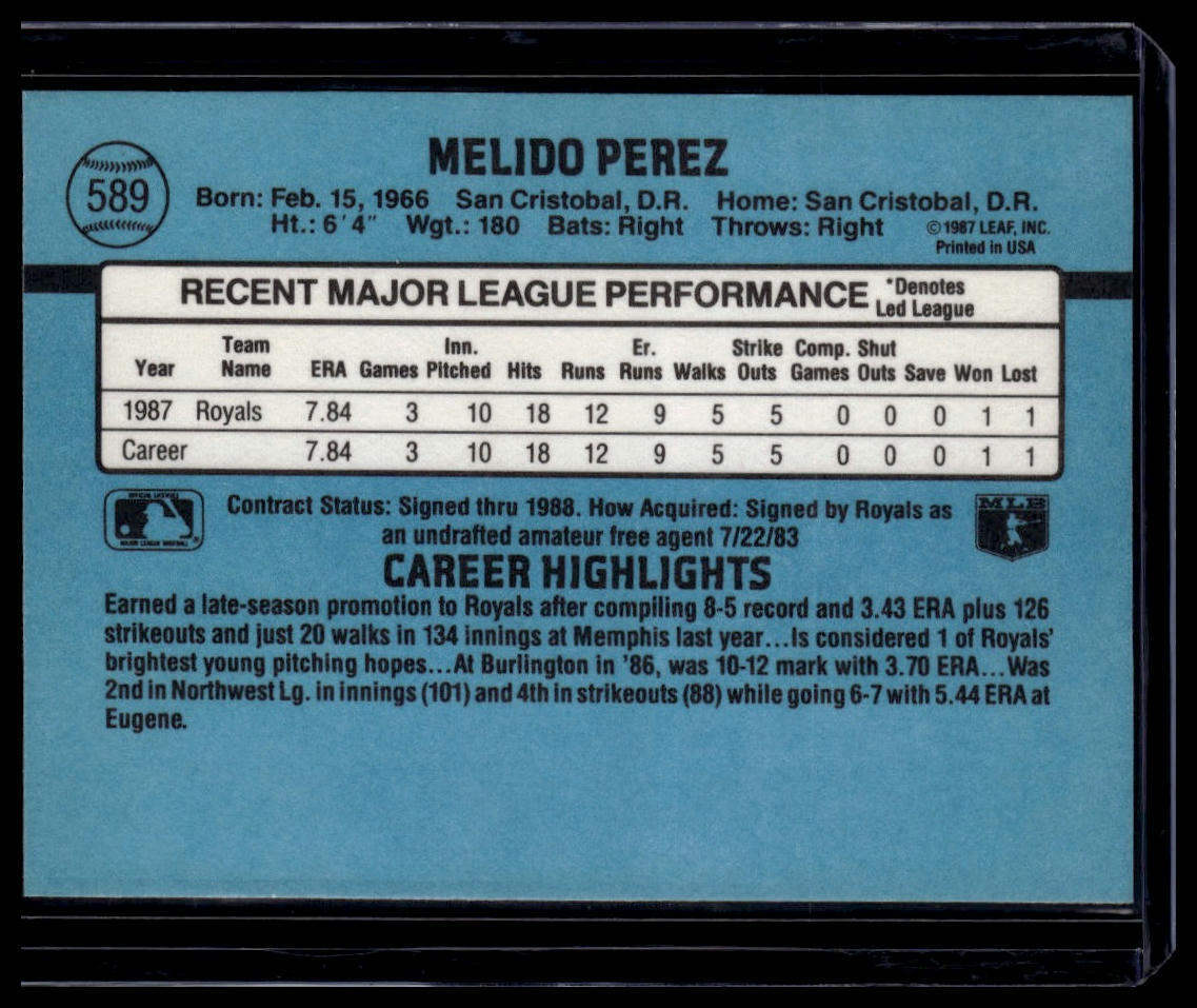 1988 Donruss #589b Melido Perez
