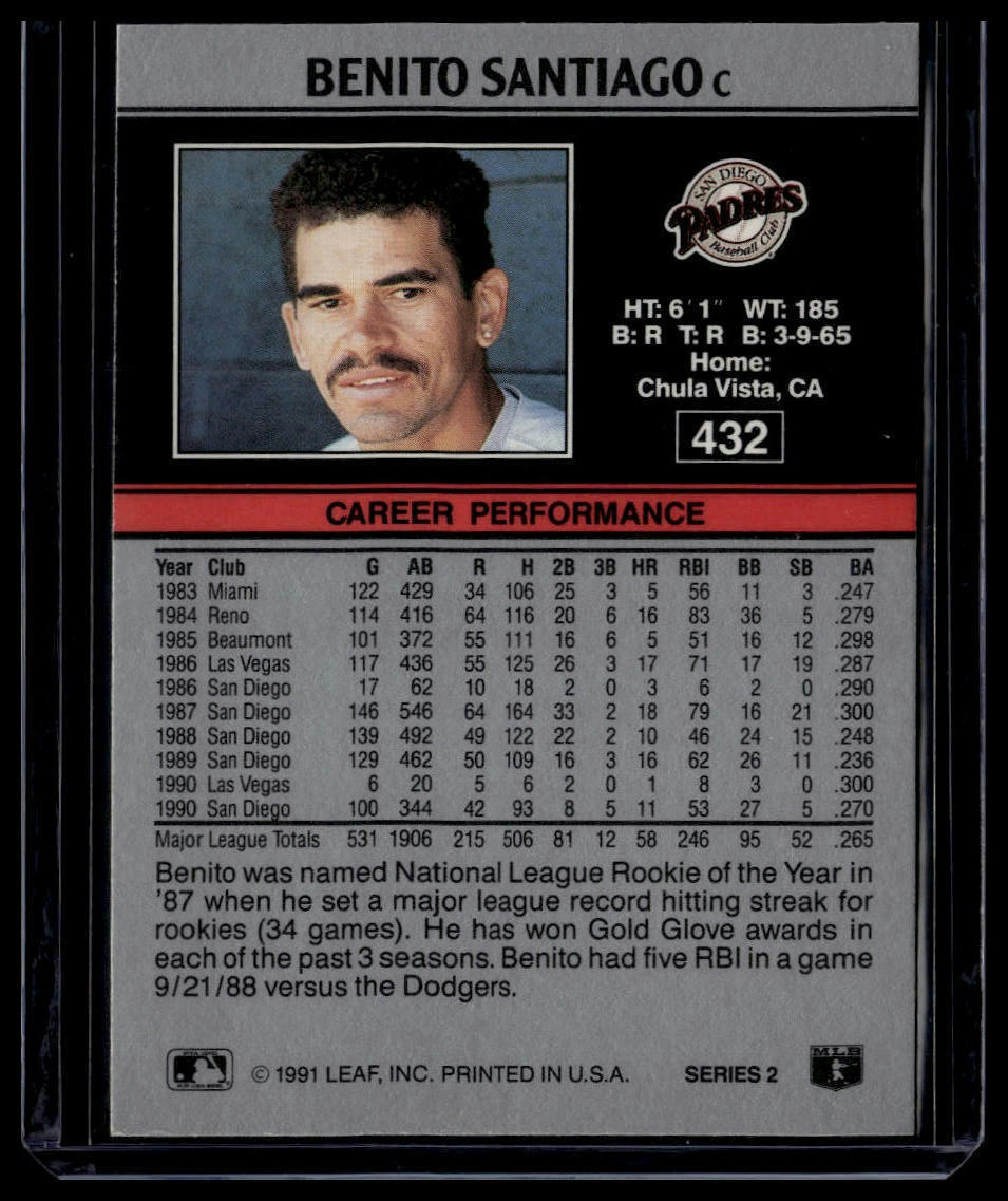 1991 Leaf #432 Benito Santiago