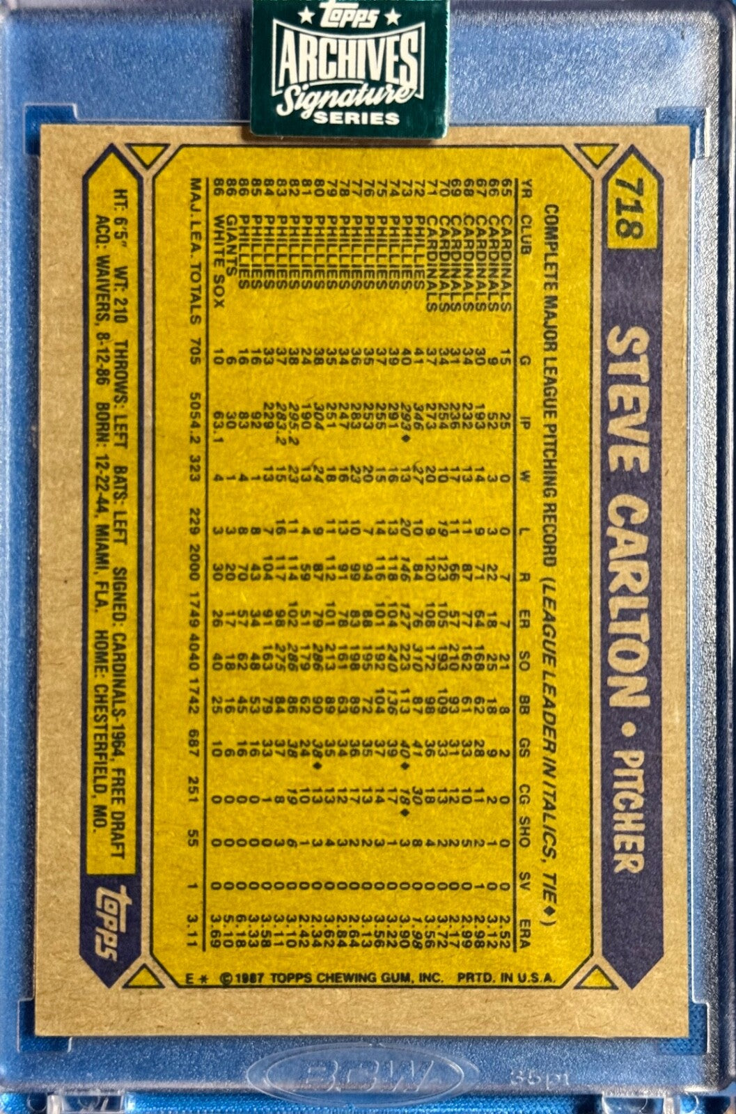 2024 Topps Archives Signature Series Steve Carlton #718 SP 4/23