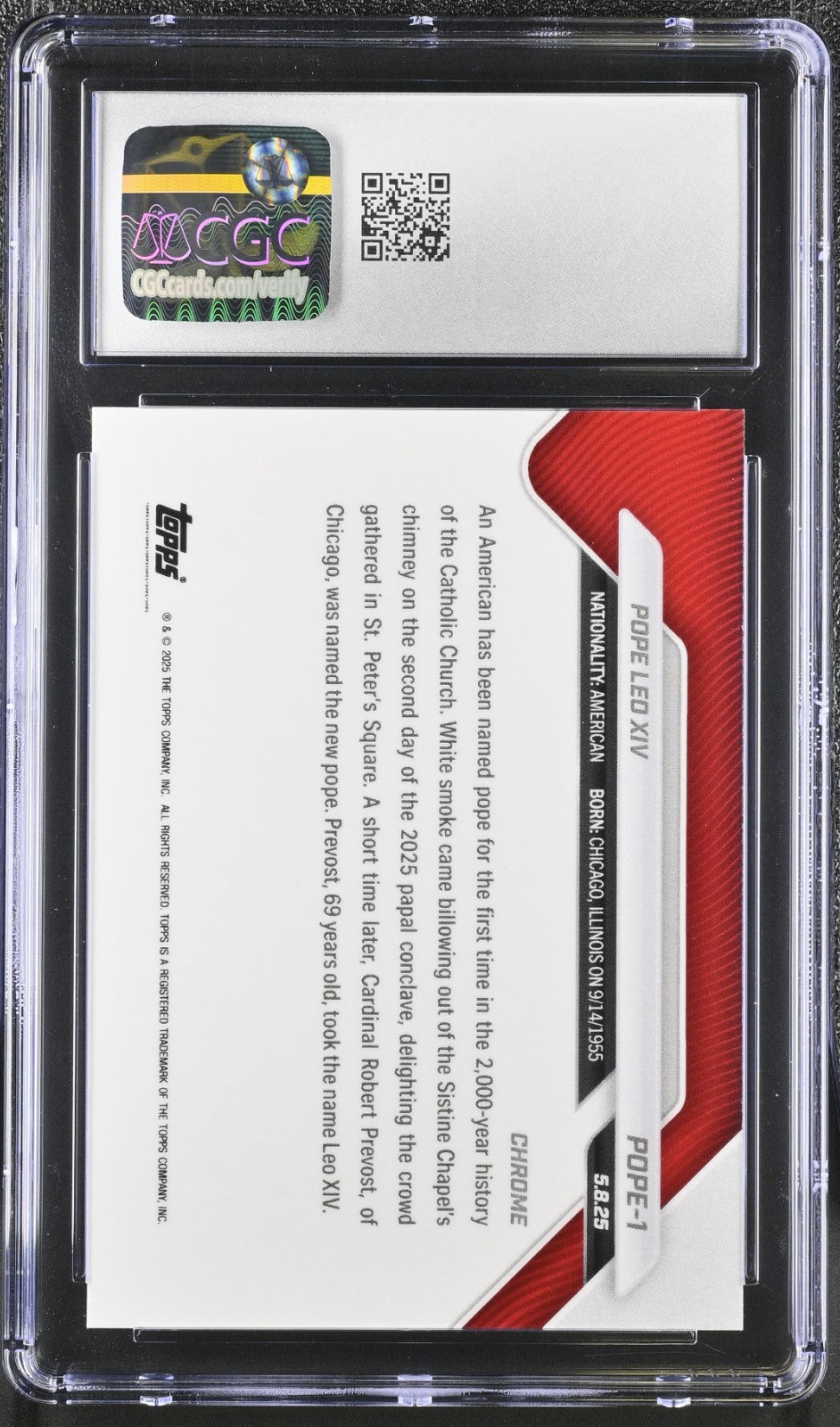 2025 Topps Now 1st American Pope #POPE-1 Pope Leo XIV Green Refractor SP /99