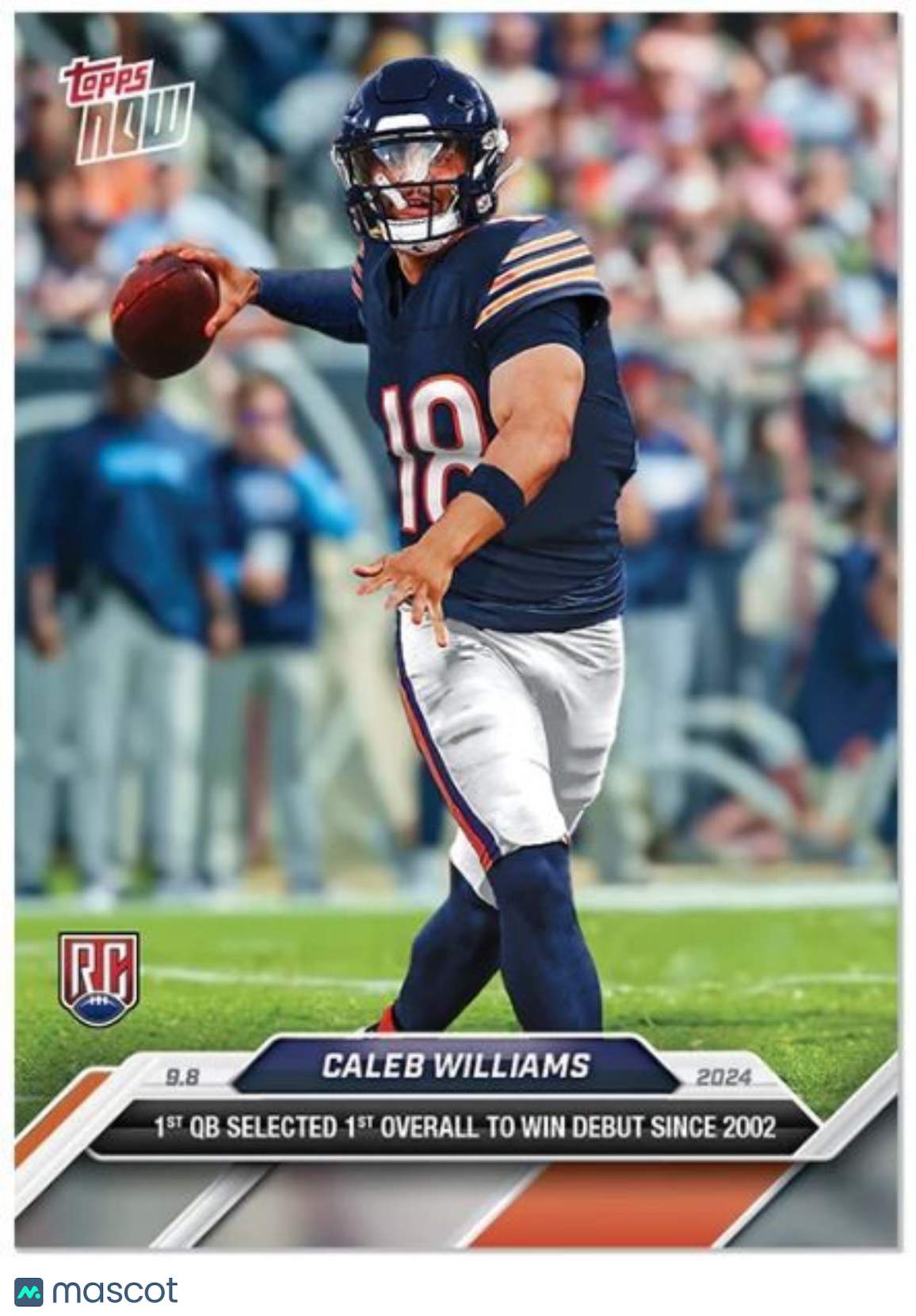 2024 Topps Now Card Caleb Williams 1st Overall Debut Win Card #2 RC Rookie Bears