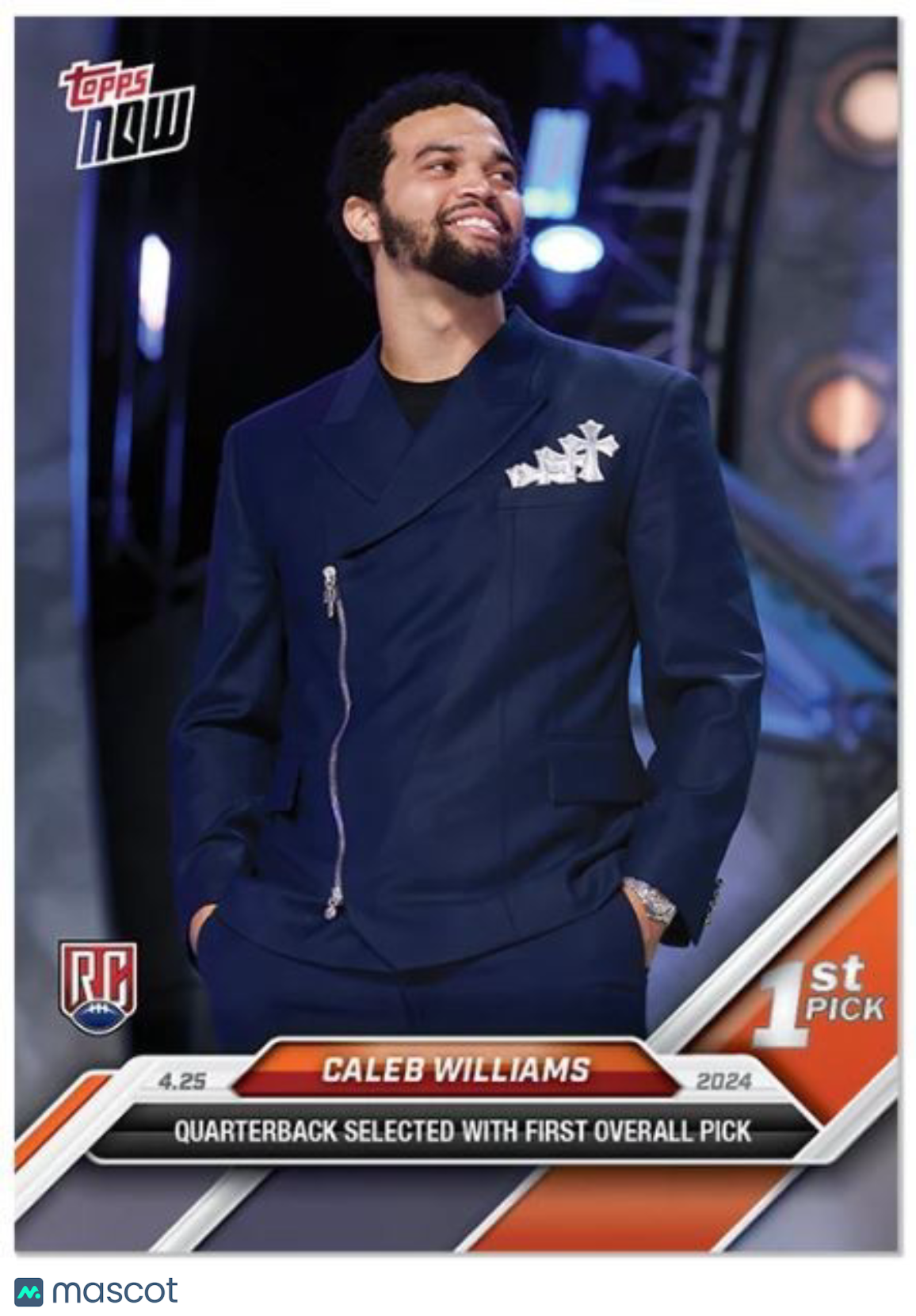 2024 Topps Now Caleb Williams RC Card #D1 Chicago Bears NFL Draft 1st Pick