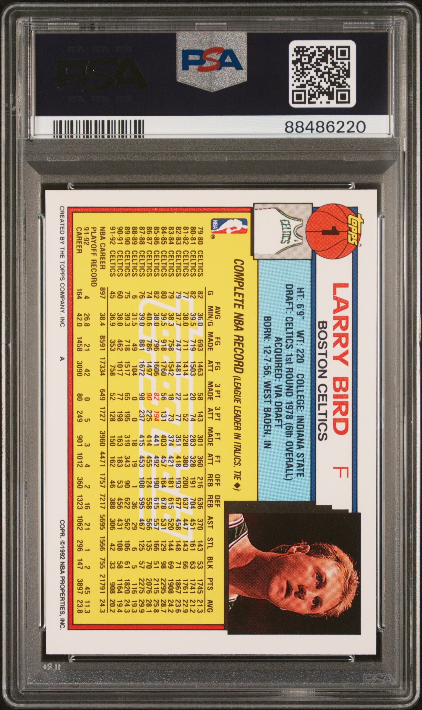 1992 Topps Gold Larry Bird #1 PSA 7