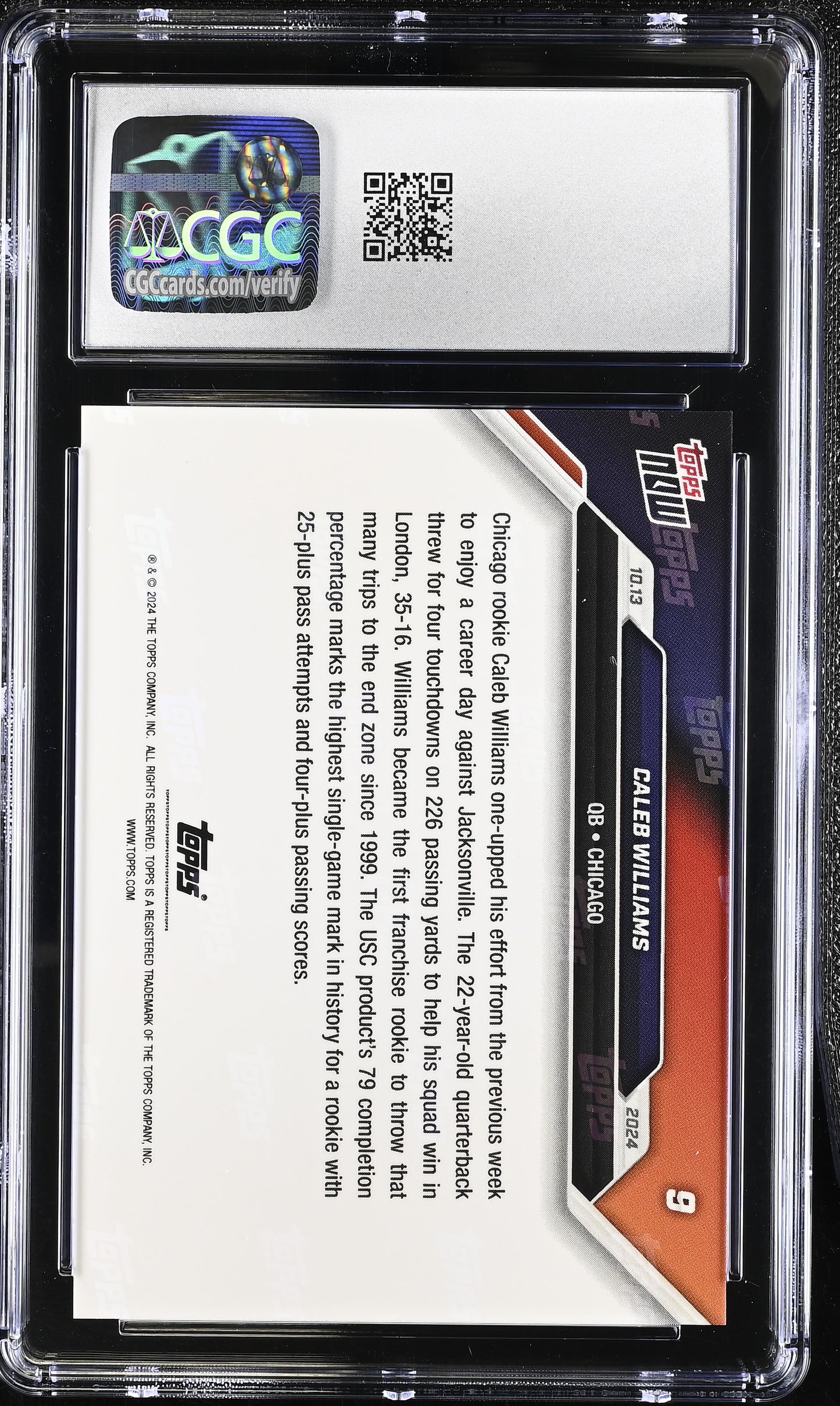 2024 Topps Now Caleb Williams #9 CGC 10