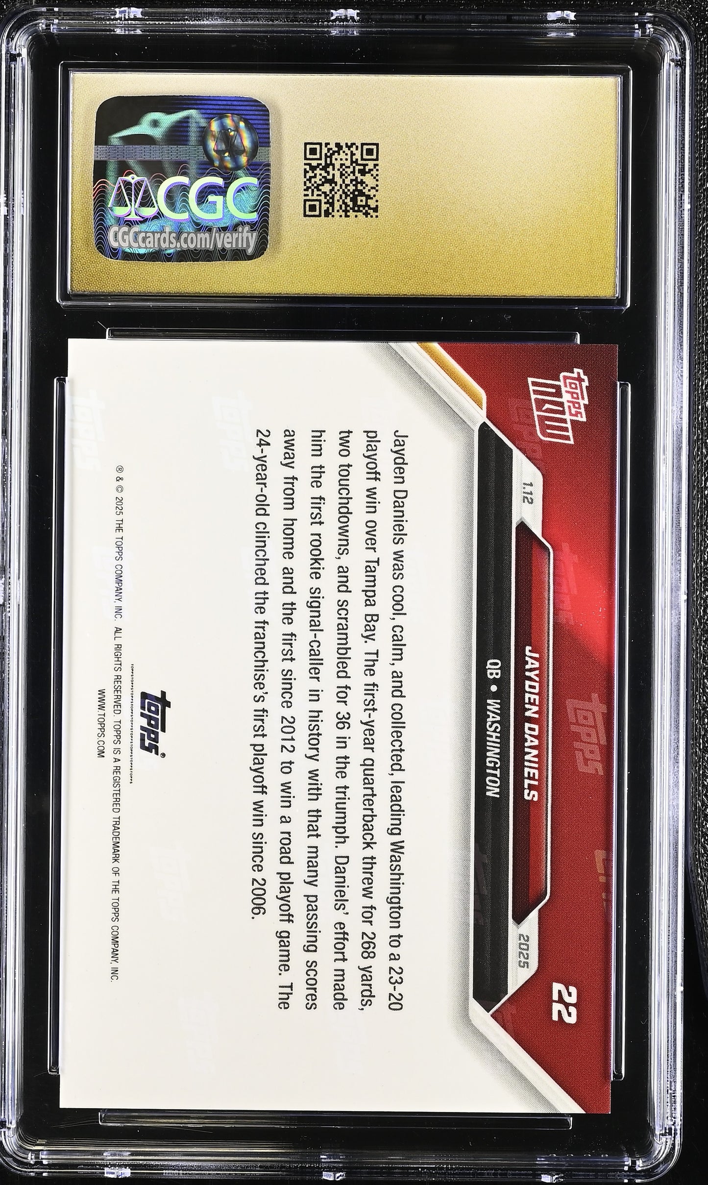 2024 Topps Now Jayden Daniels #22 CGC 10 Pristine Black Label