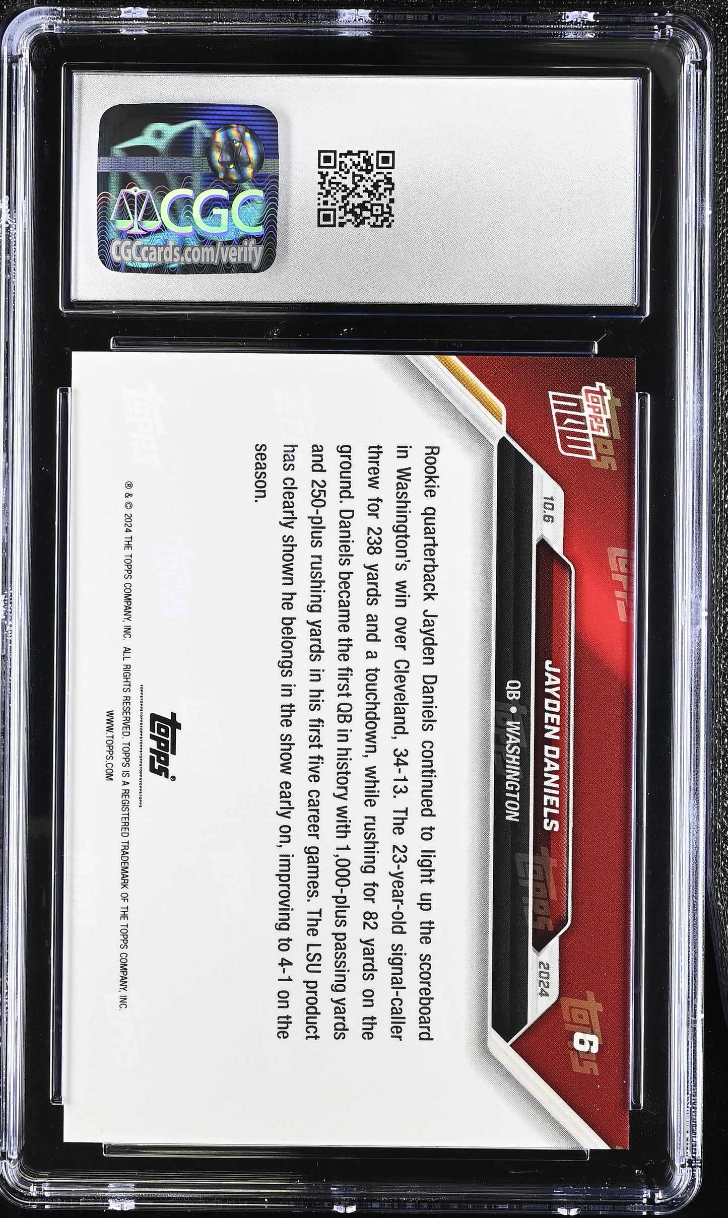 2024 Topps Now Jayden Daniels #6 CGC 10