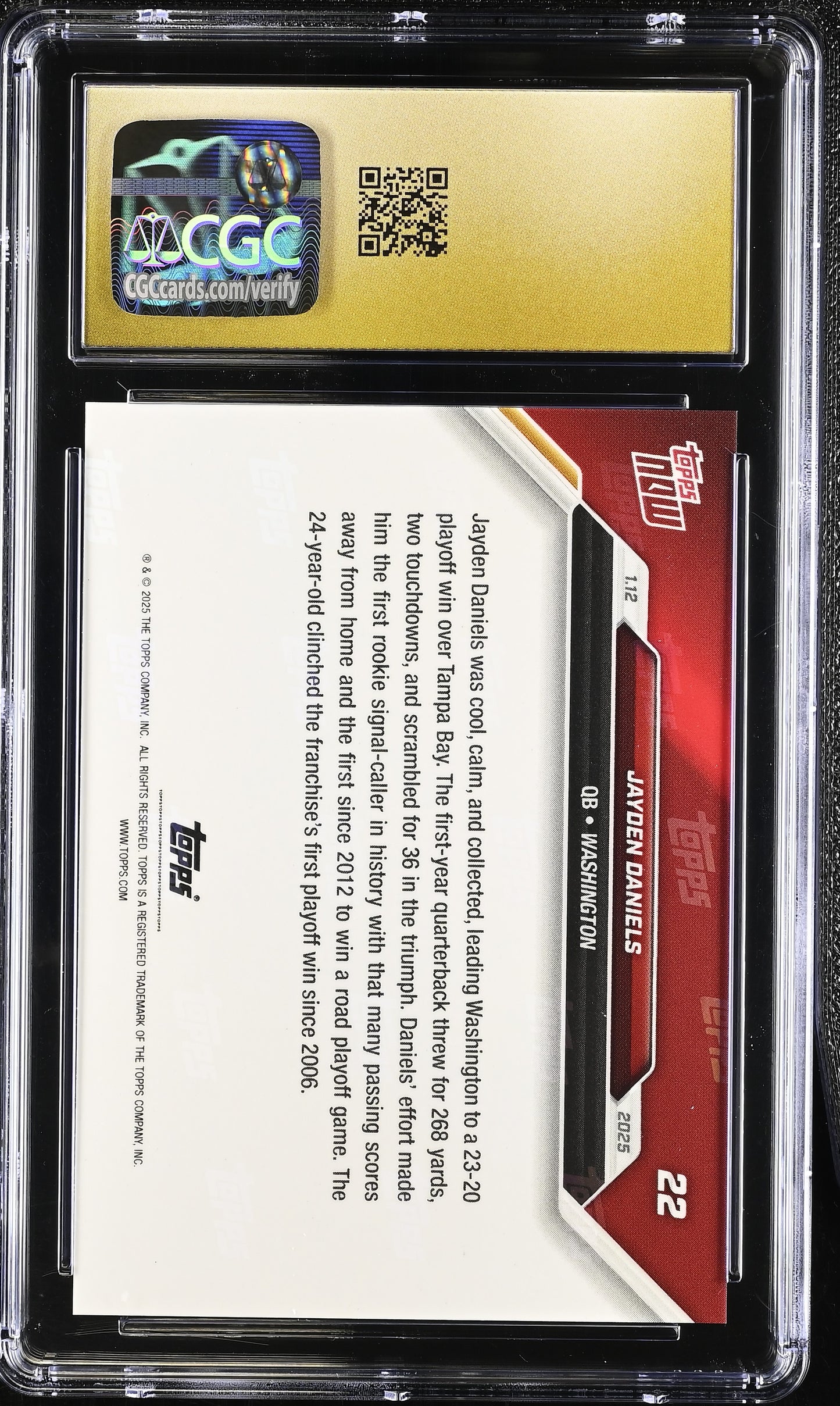 2024 Topps Now Jayden Daniels #22 CGC 10 Pristine Black Label
