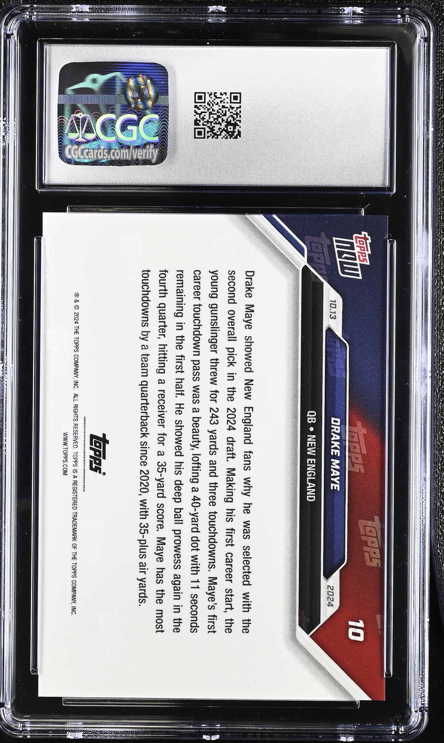 2024 Topps Now Drake Maye #10 CGC 9