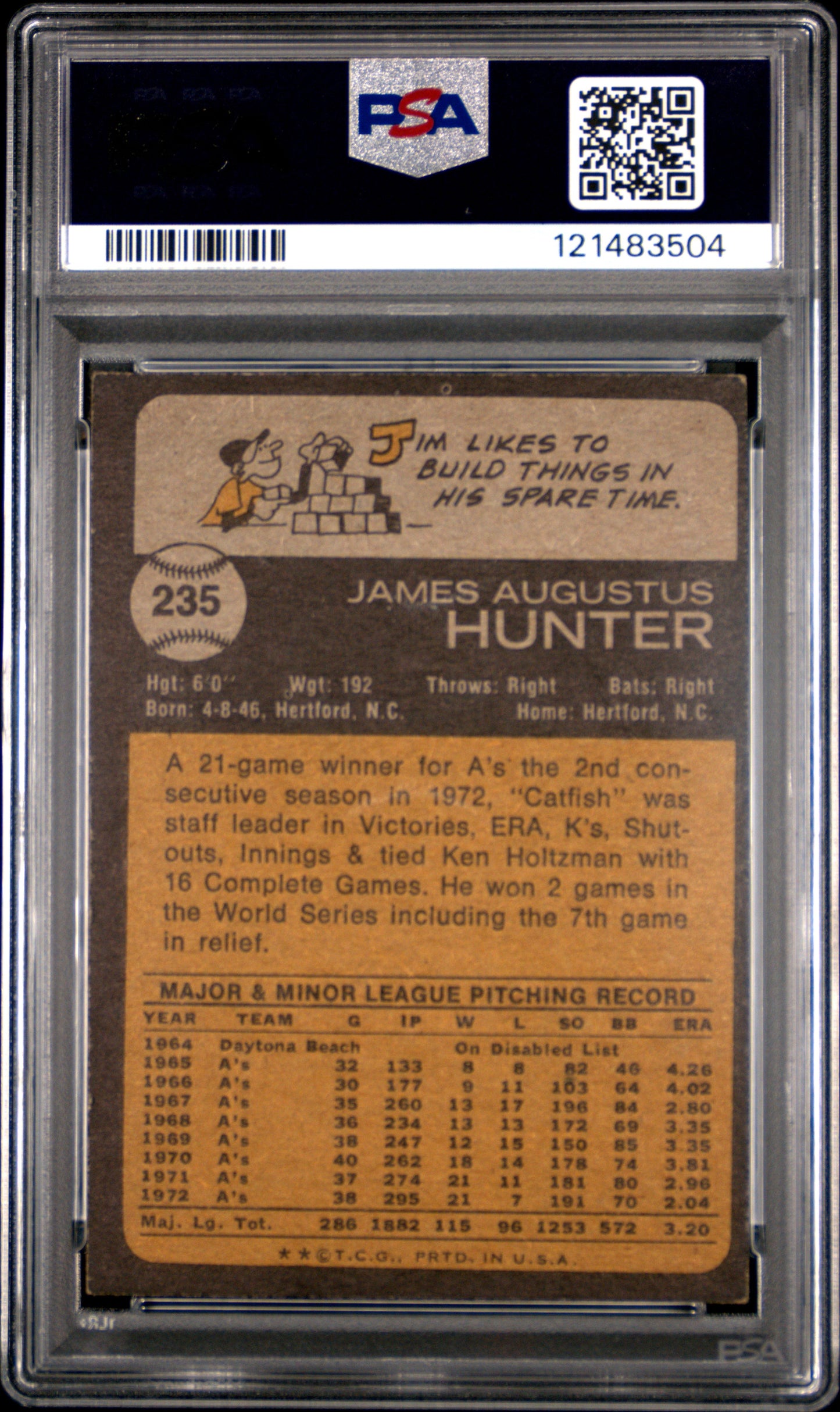 1973 Topps Jim Hunter #235 PSA 2