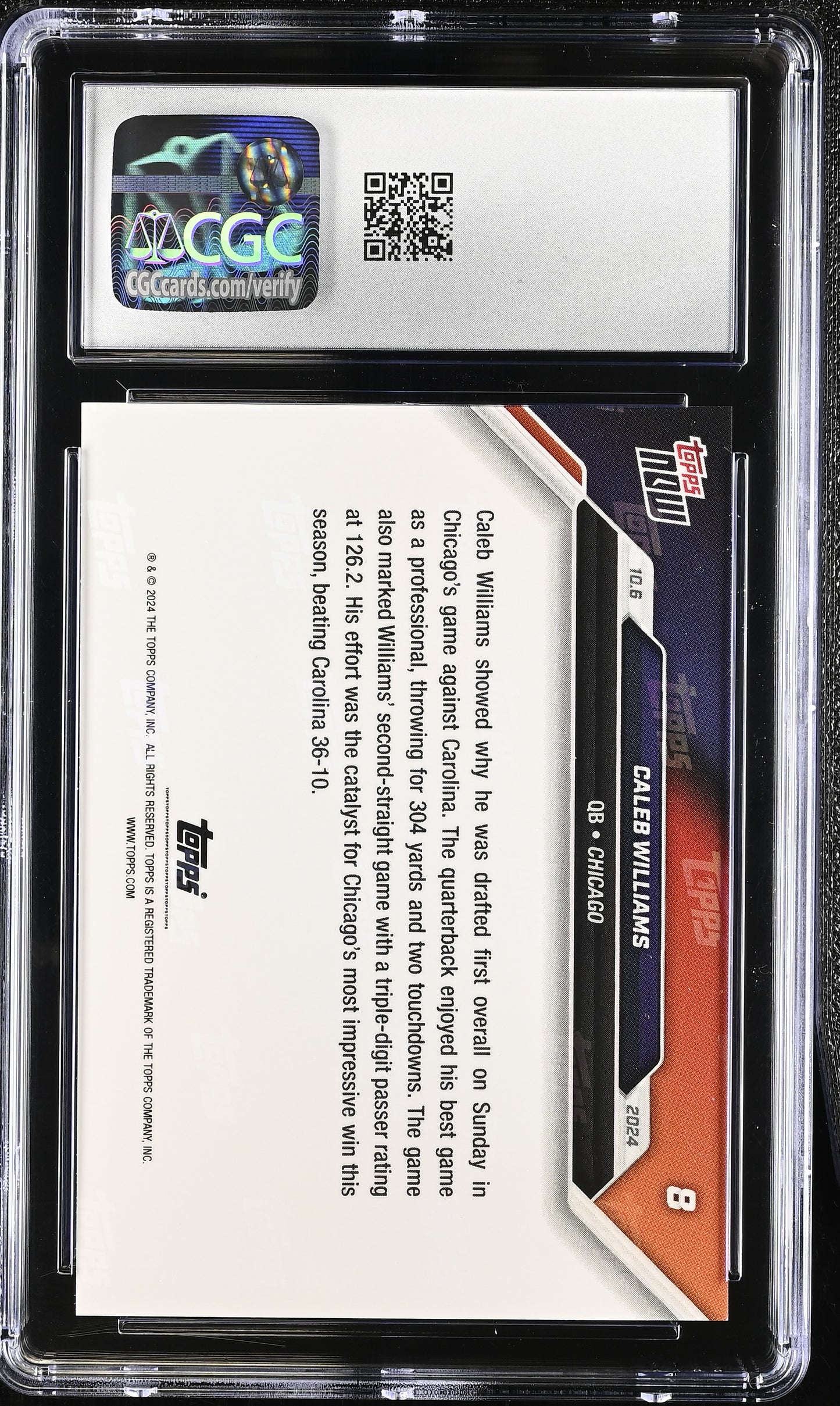 2024 Topps Now Caleb Williams #8 CGC 9