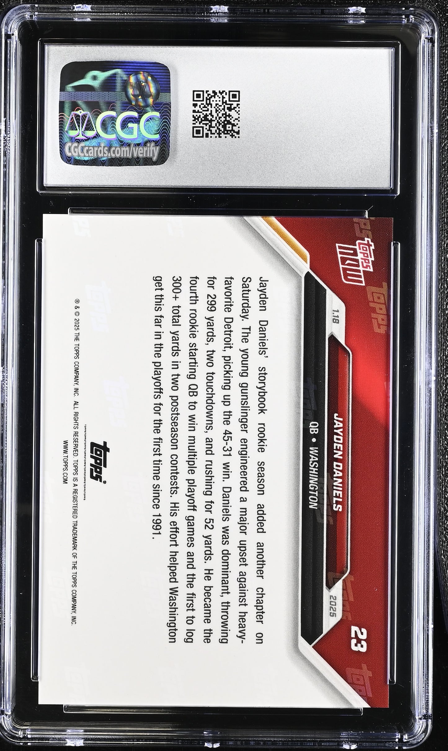 2025 Topps Now Jayden Daniels #23 CGC 10