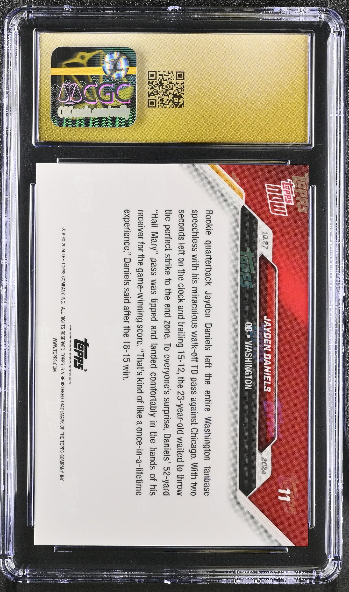 2024 Topps Now Jayden Daniels #11 CGC 10 Pristine Black Label