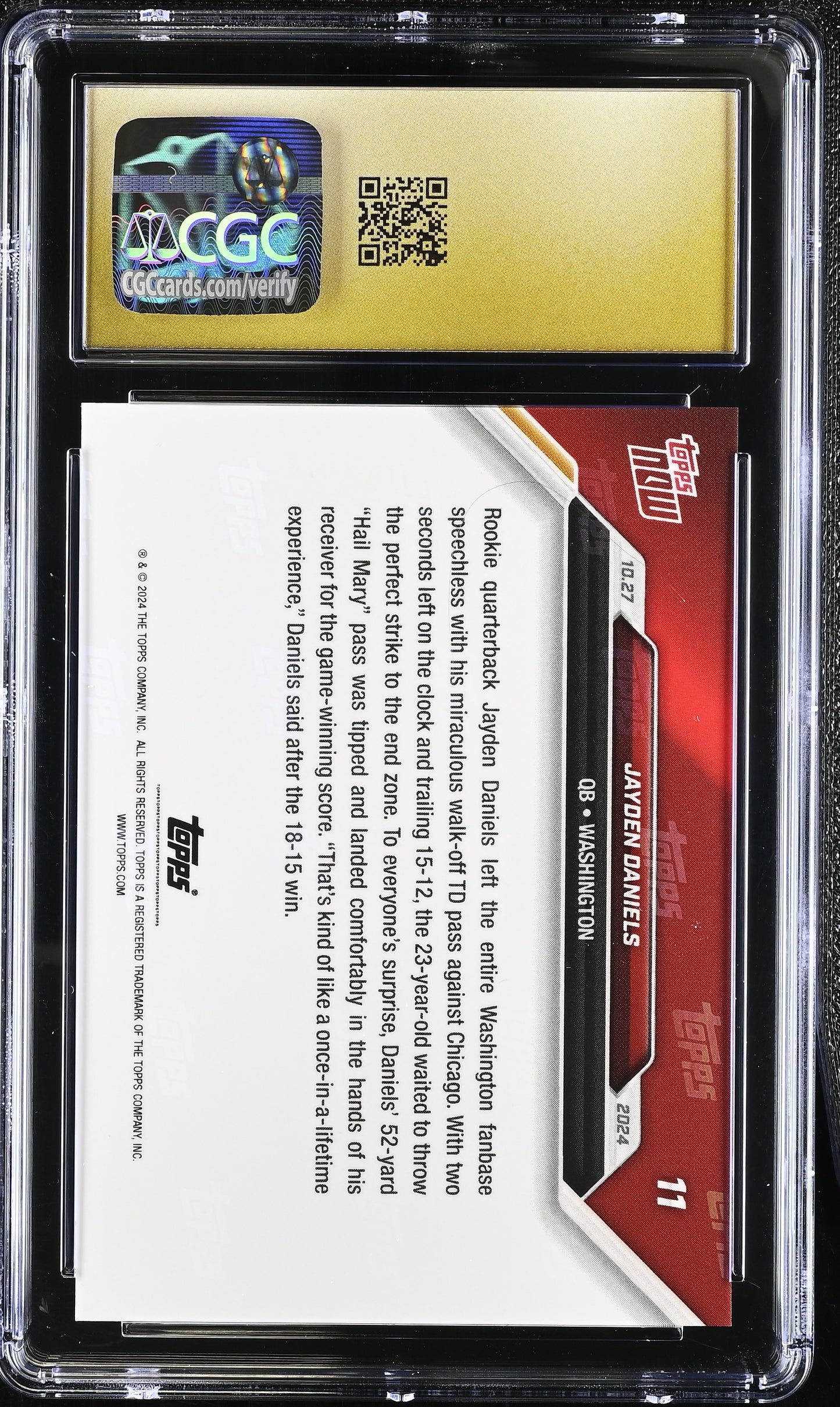 2024 Topps Now Jayden Daniels #11 CGC 10 Pristine Black Label