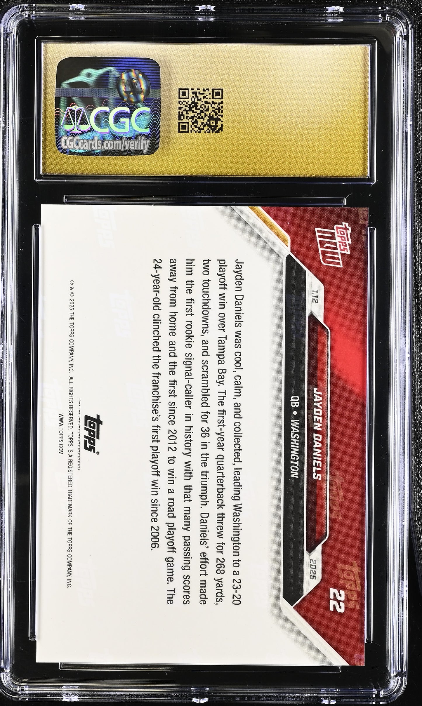 2024 Topps Now Jayden Daniels #22 CGC 10 Pristine Black Label