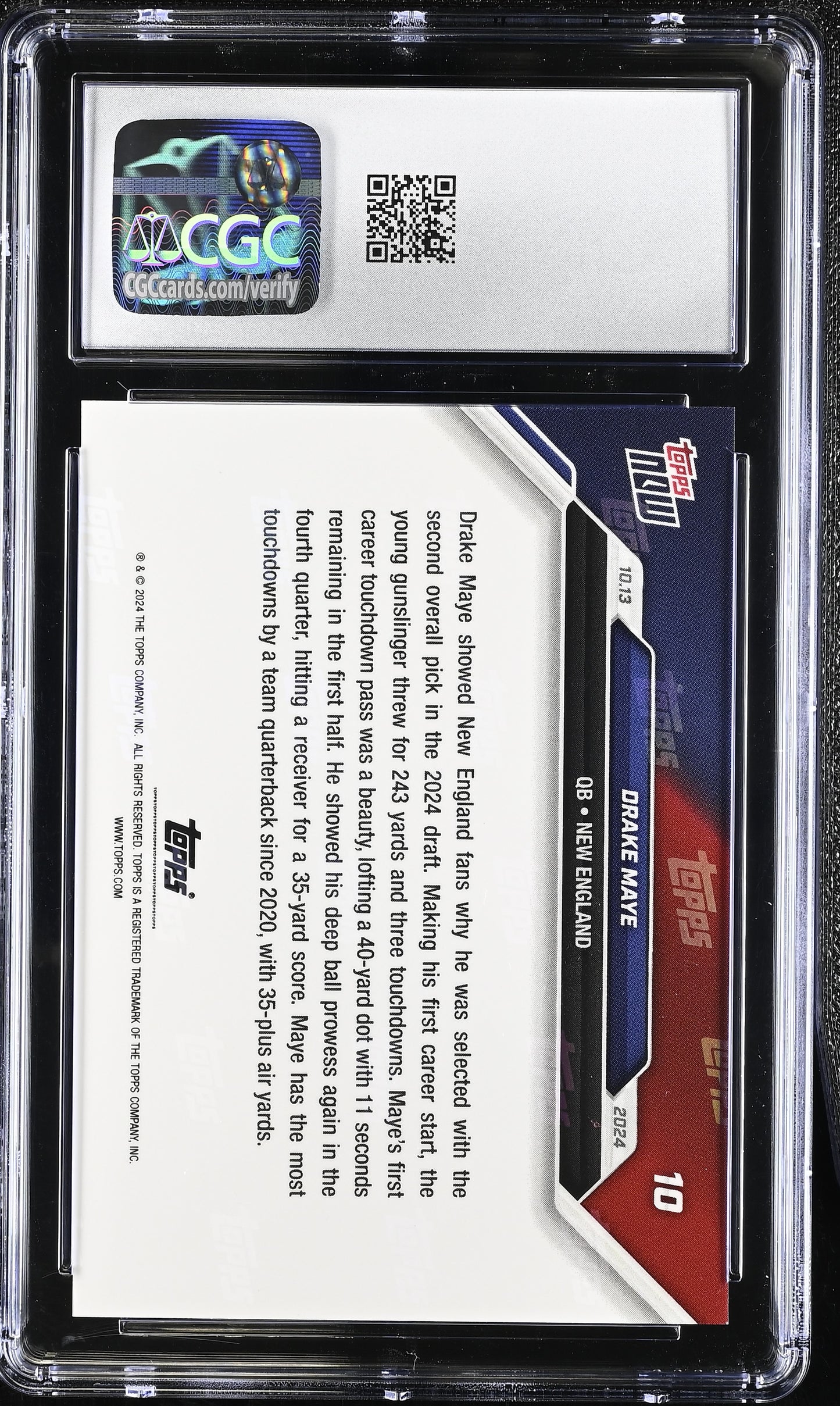 2024 Topps Now Drake Maye #10 CGC 10