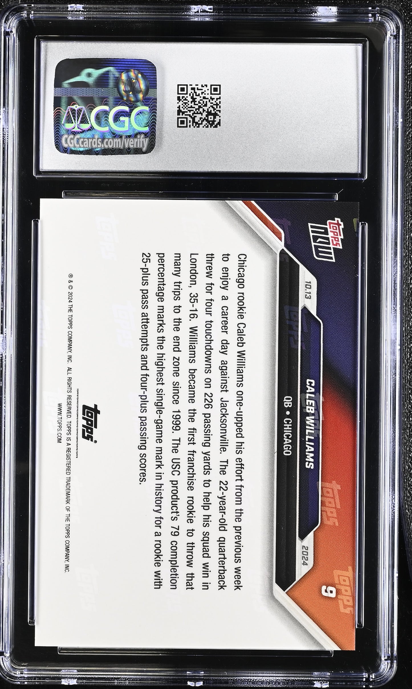 2024 Topps Now Caleb Williams #9 CGC 10