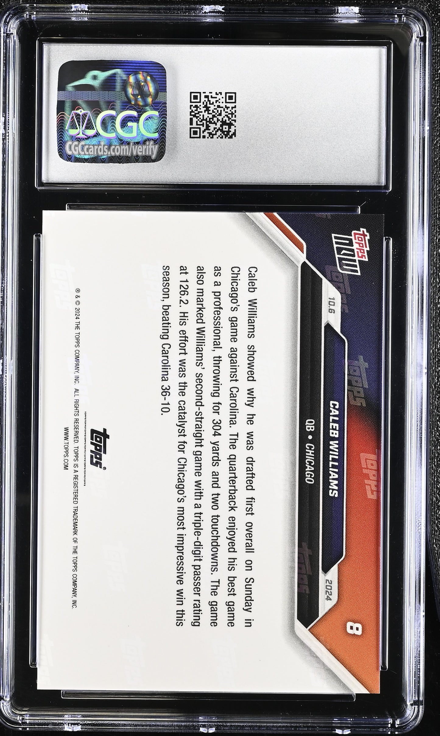 2024 Topps Now Caleb Williams #8 CGC 10