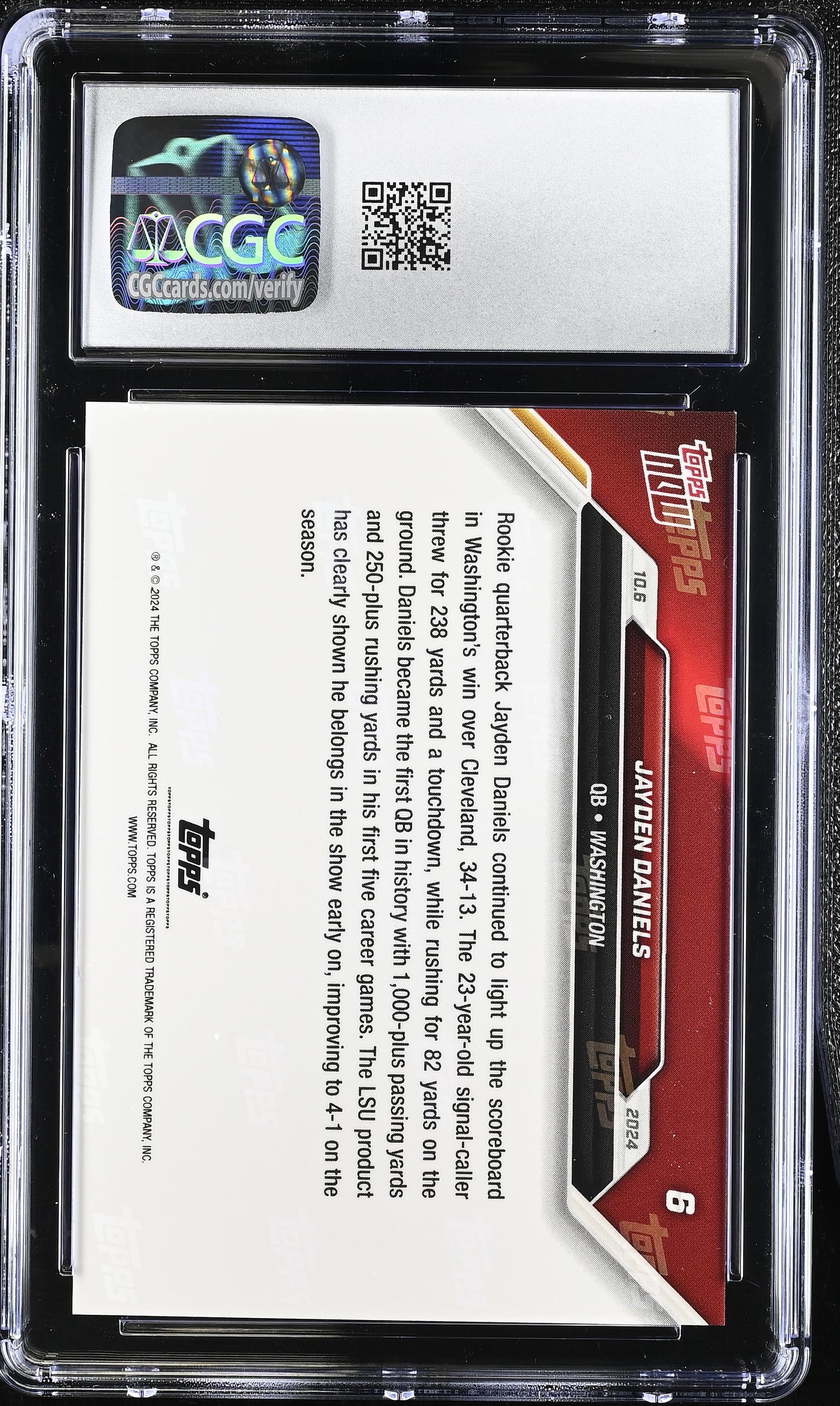 2024 Topps Now Jayden Daniels #6 CGC 9