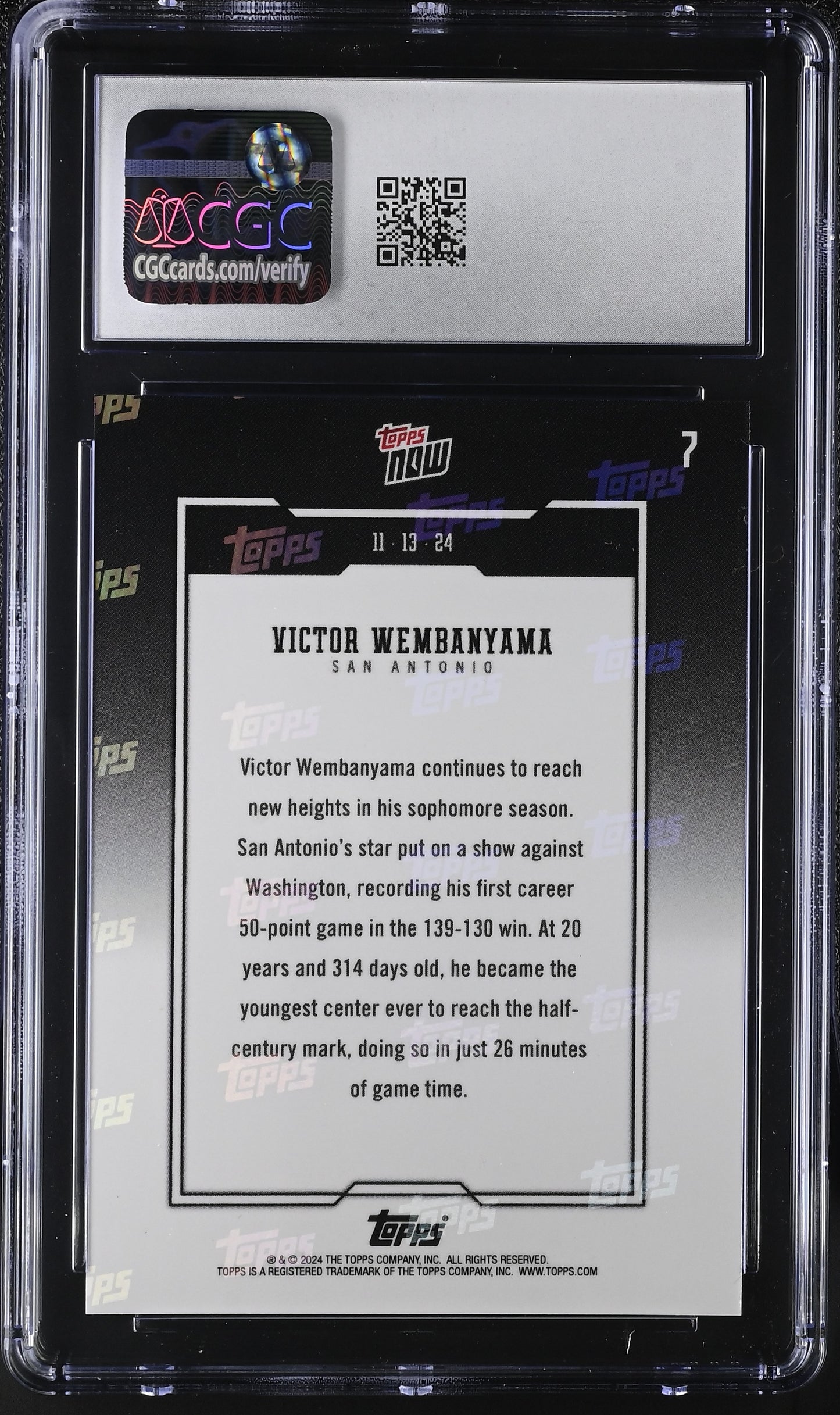 2024-25 Topps Now Victor Wembanyama #7 CGC 9